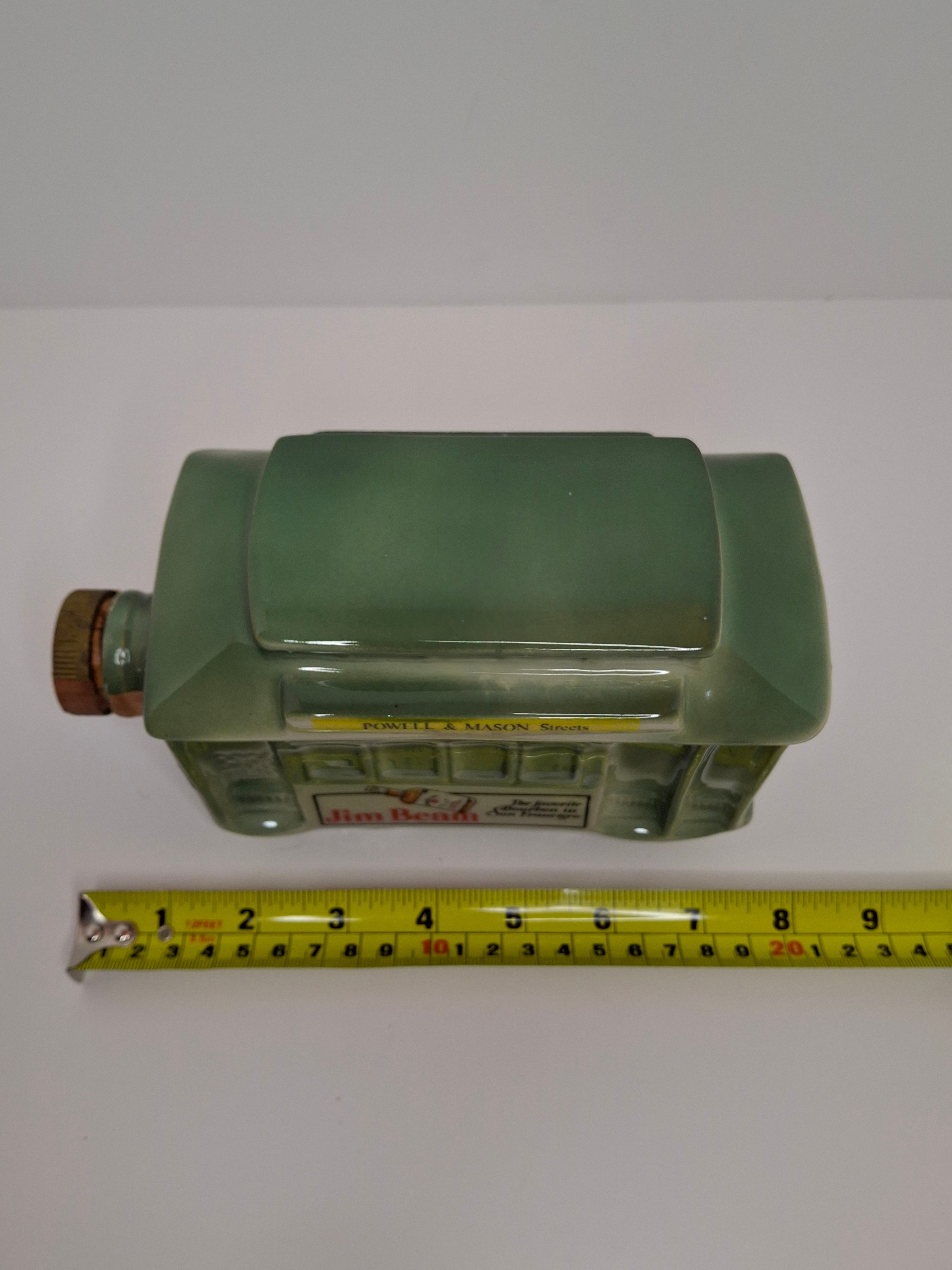 Vintage 1968 Jim Beam San Francisco Cable Car Trolley Decanter - Regal China Collectible Bourbon Whiskey Bottle, Empty with Original Tax Stamp