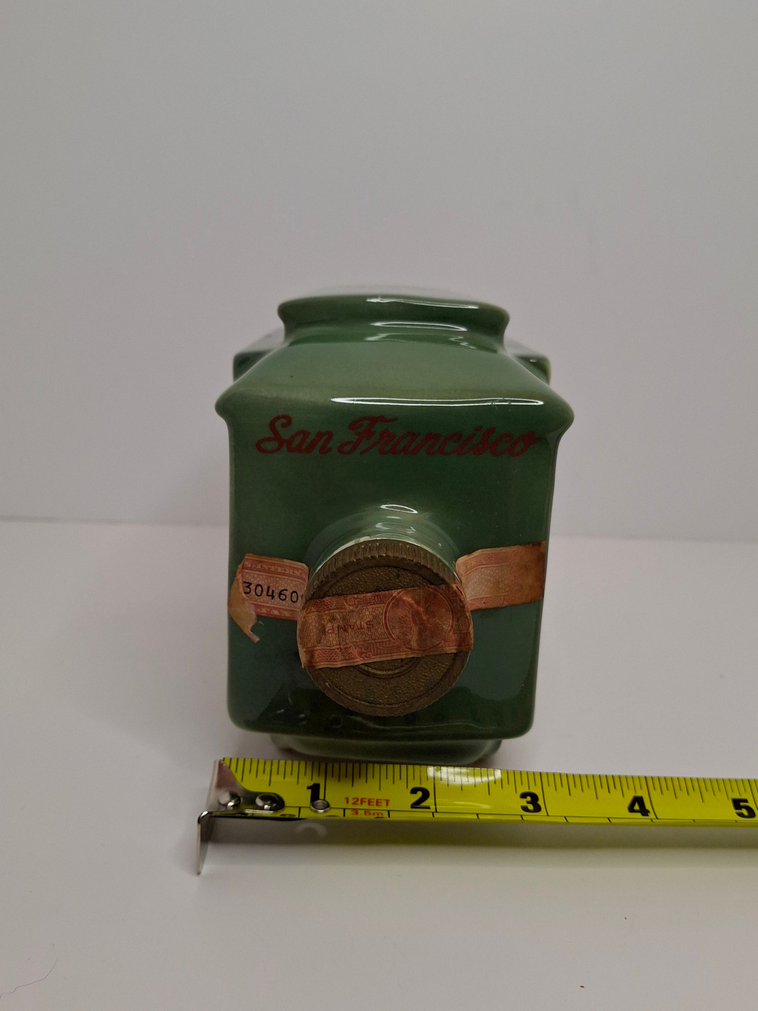 Vintage 1968 Jim Beam San Francisco Cable Car Trolley Decanter - Regal China Collectible Bourbon Whiskey Bottle, Empty with Original Tax Stamp