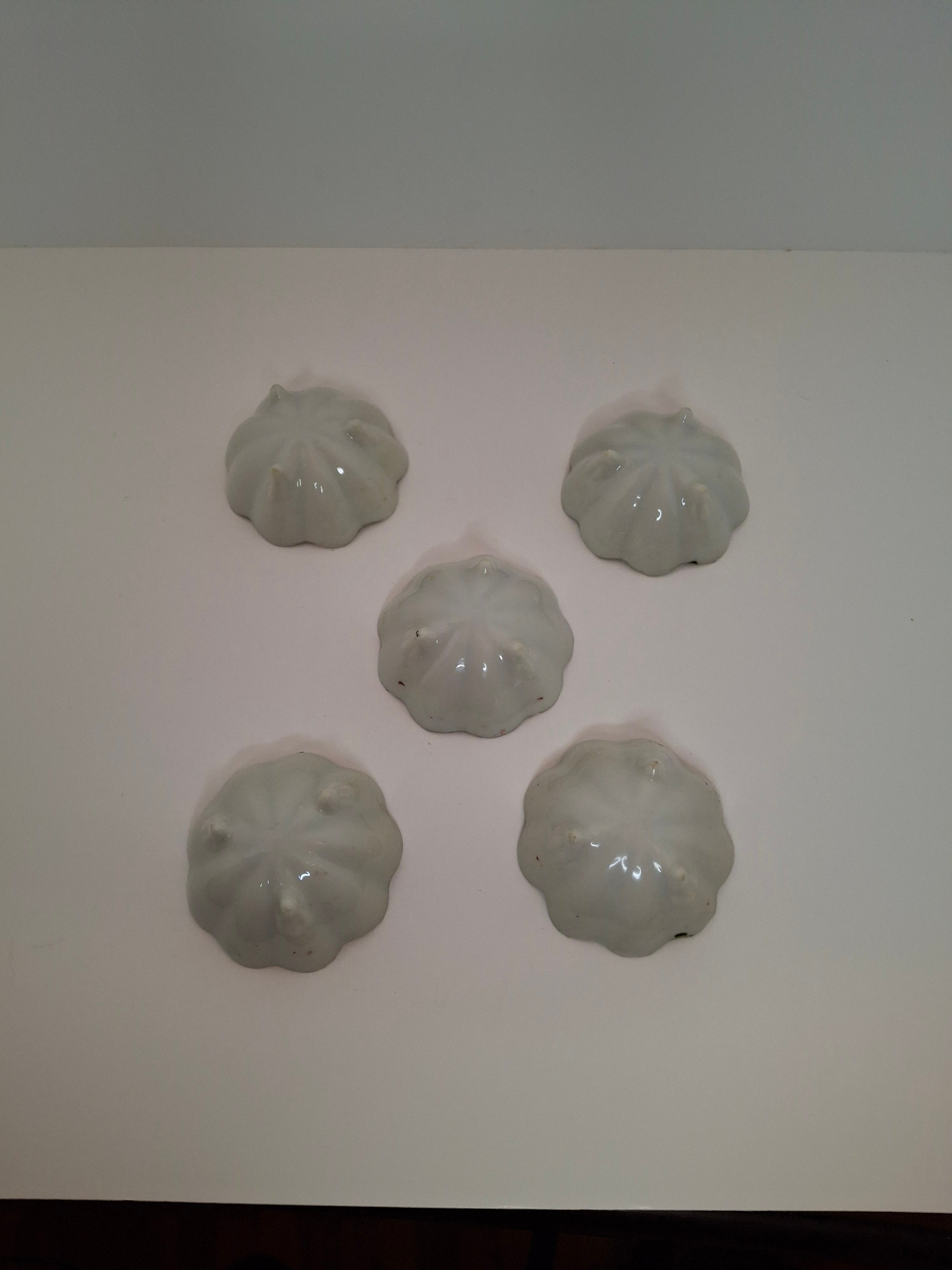 Antique Porcelain Hand-Painted Nippon Scalloped Footed Bowls (5) Floral Decor