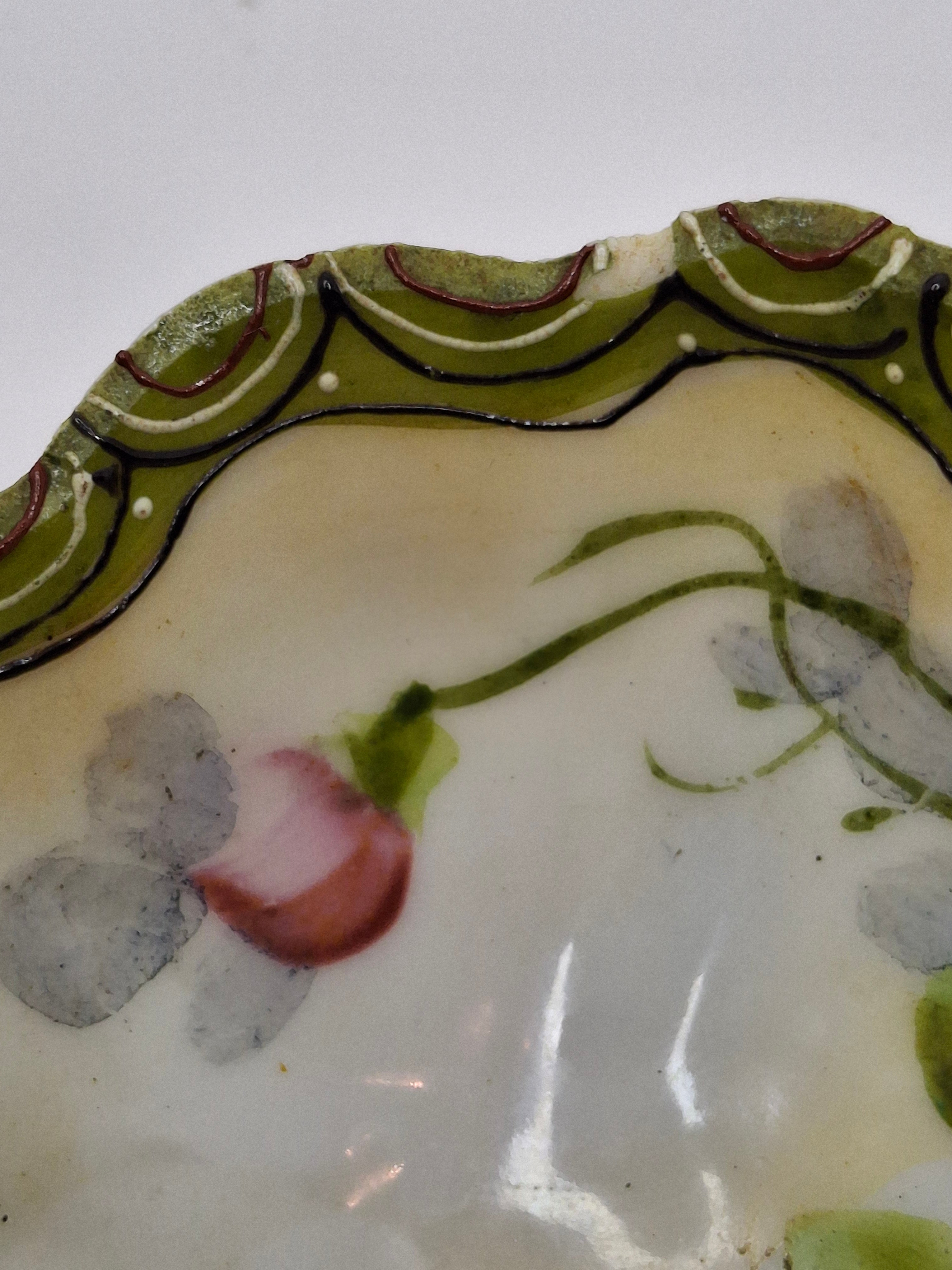 Antique Porcelain Hand-Painted Nippon Scalloped Footed Bowls (5) Floral Decor