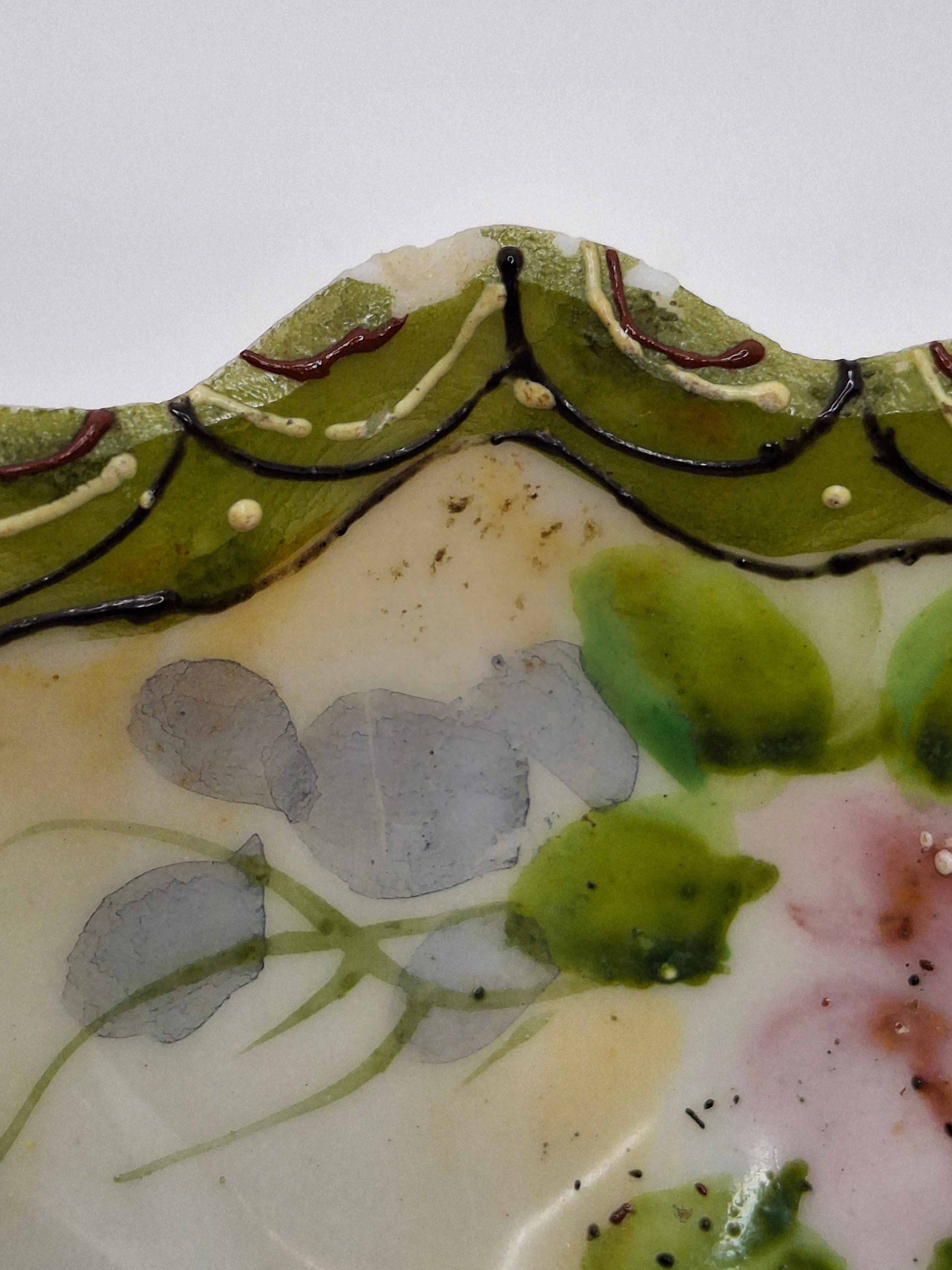 Antique Porcelain Hand-Painted Nippon Scalloped Footed Bowls (5) Floral Decor