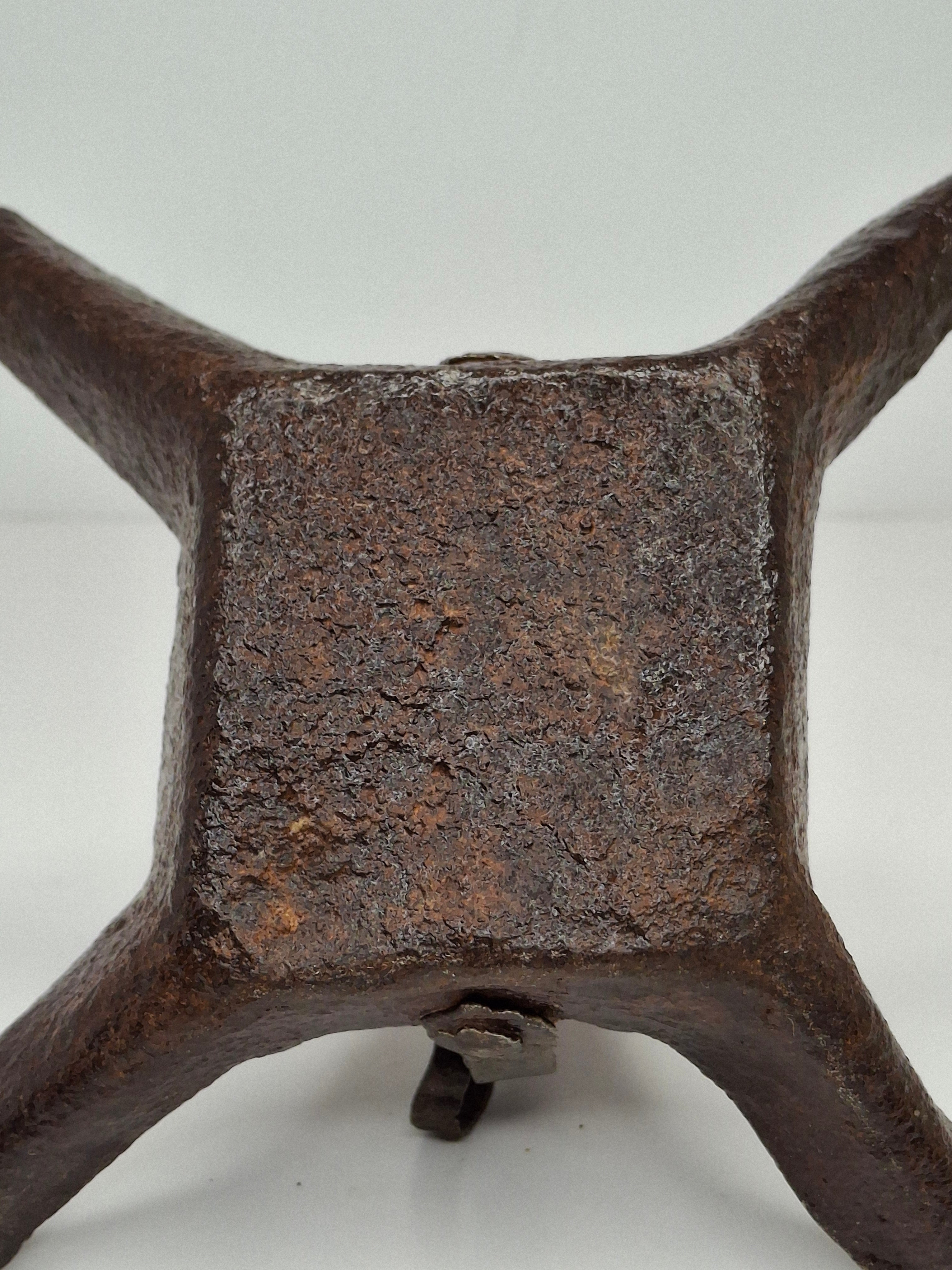 Antique 18th C Wrought Iron Four-Wick Hanging Fat Lamp - Primitive Lighting