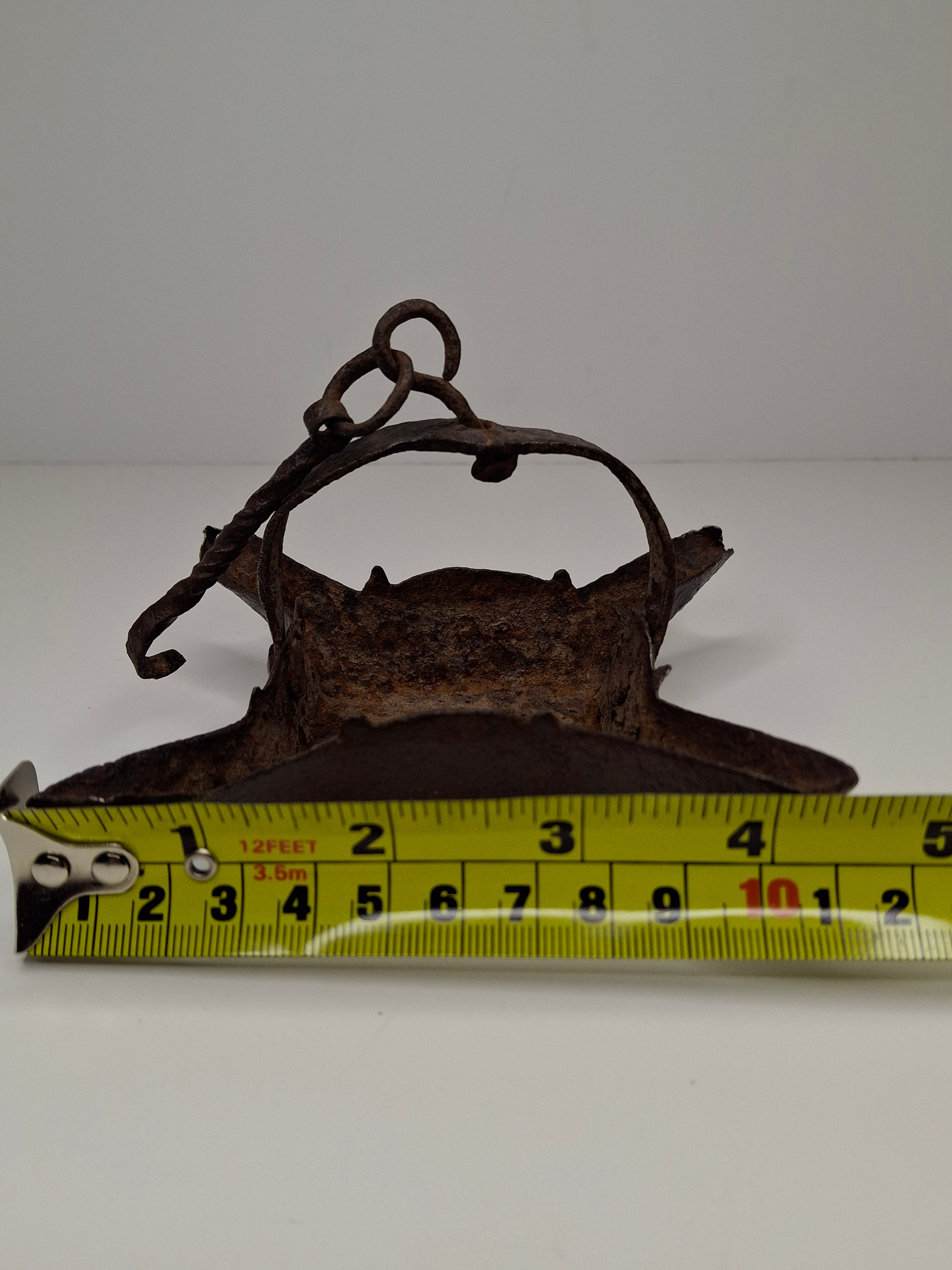 Antique 18th C Wrought Iron Four-Wick Hanging Fat Lamp - Primitive Lighting