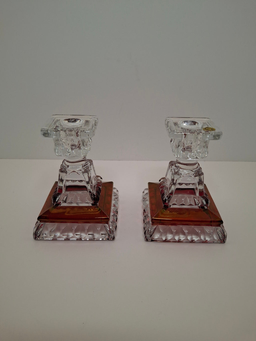 Vintage Westmoreland Glass Ruby Flash Wedding Bride's Box Set Compote Candlesticks
