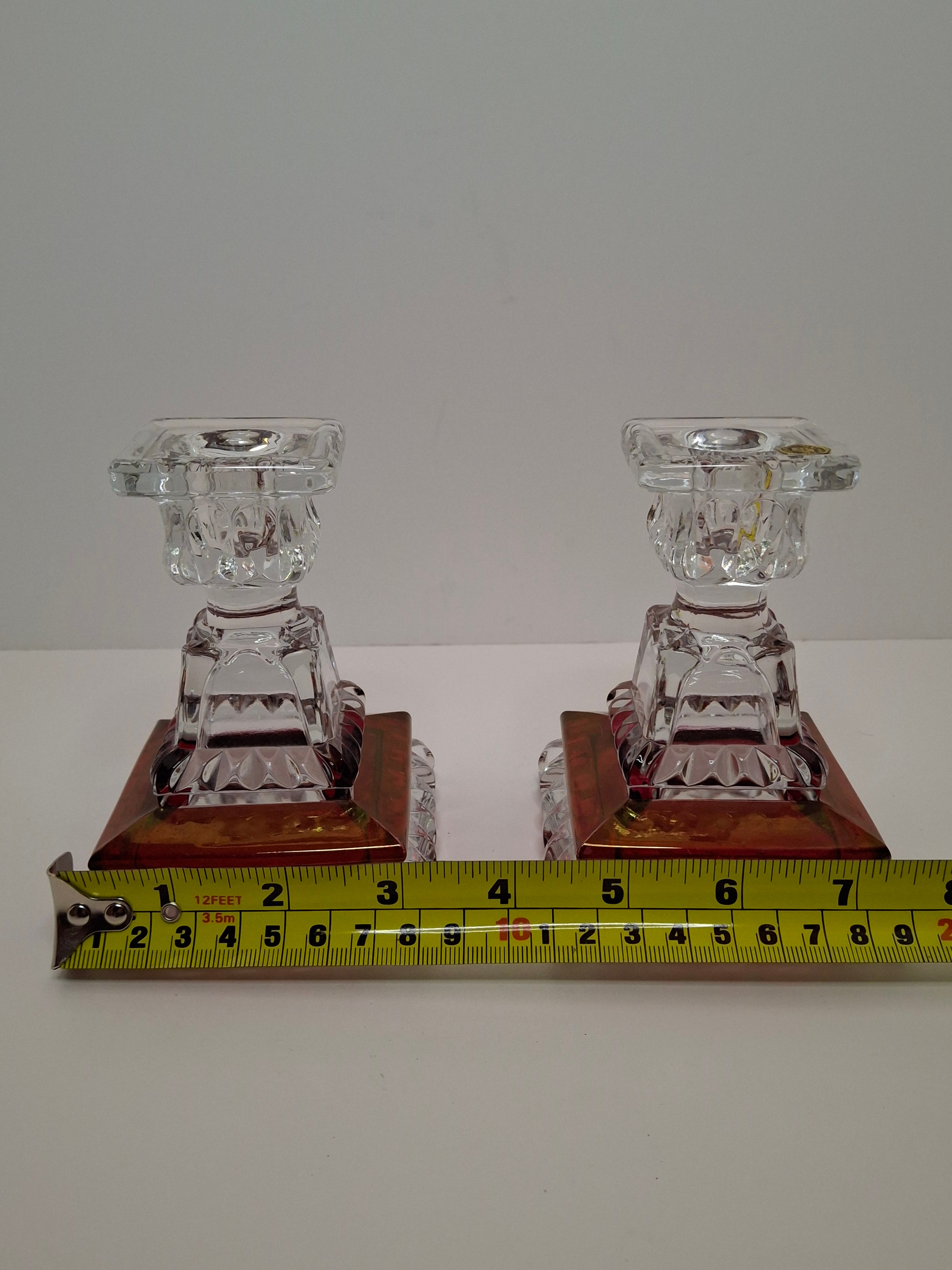 Vintage Westmoreland Glass Ruby Flash Wedding Bride's Box Set Compote Candlesticks