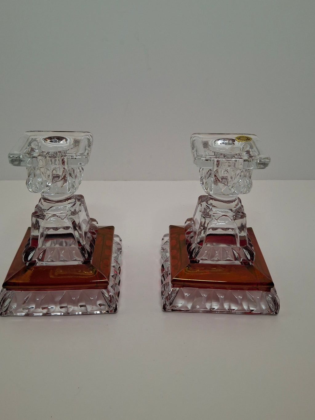 Vintage Westmoreland Glass Ruby Flash Wedding Bride's Box Set Compote Candlesticks