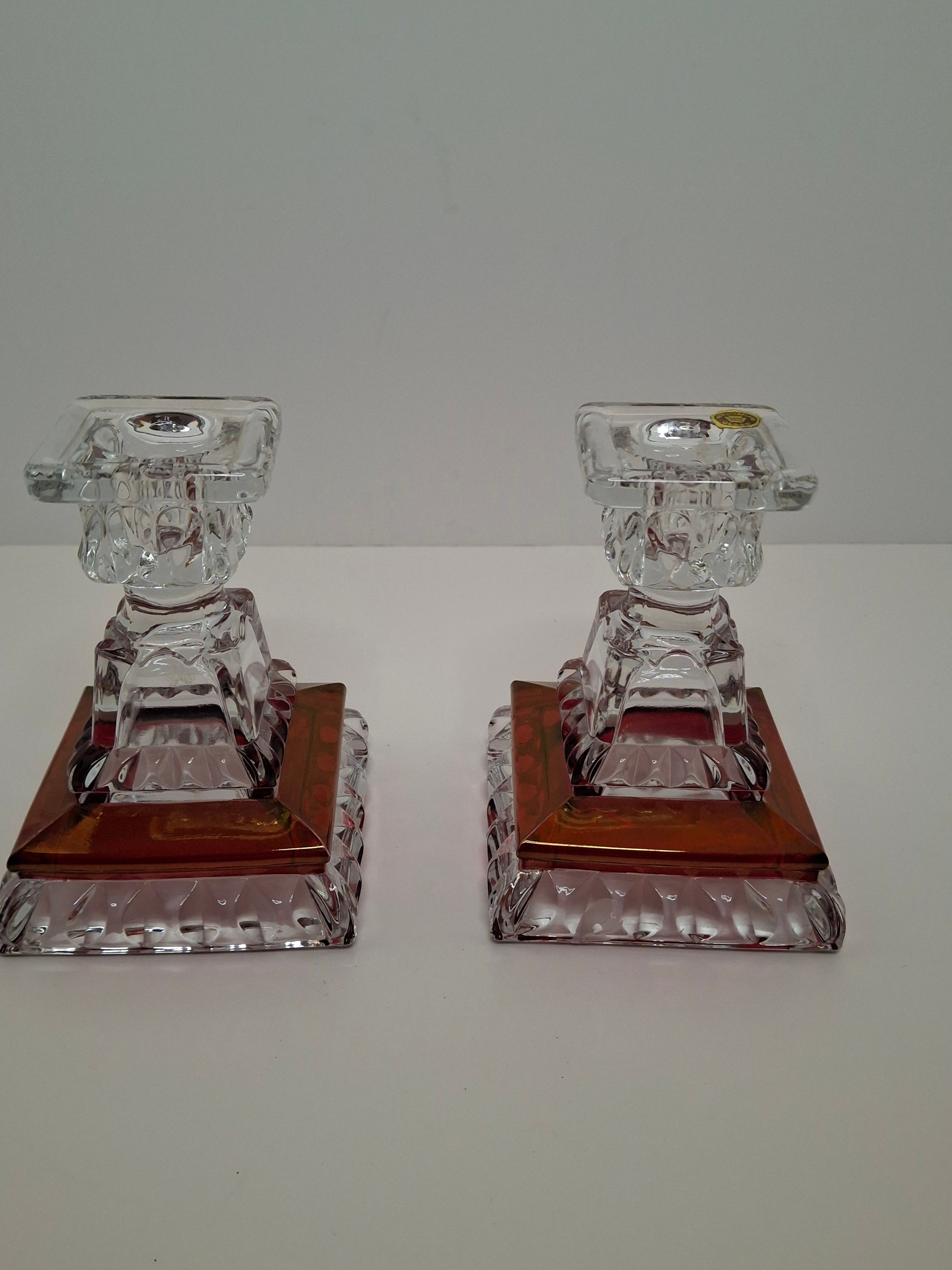 Vintage Westmoreland Glass Ruby Flash Wedding Bride's Box Set Compote Candlesticks