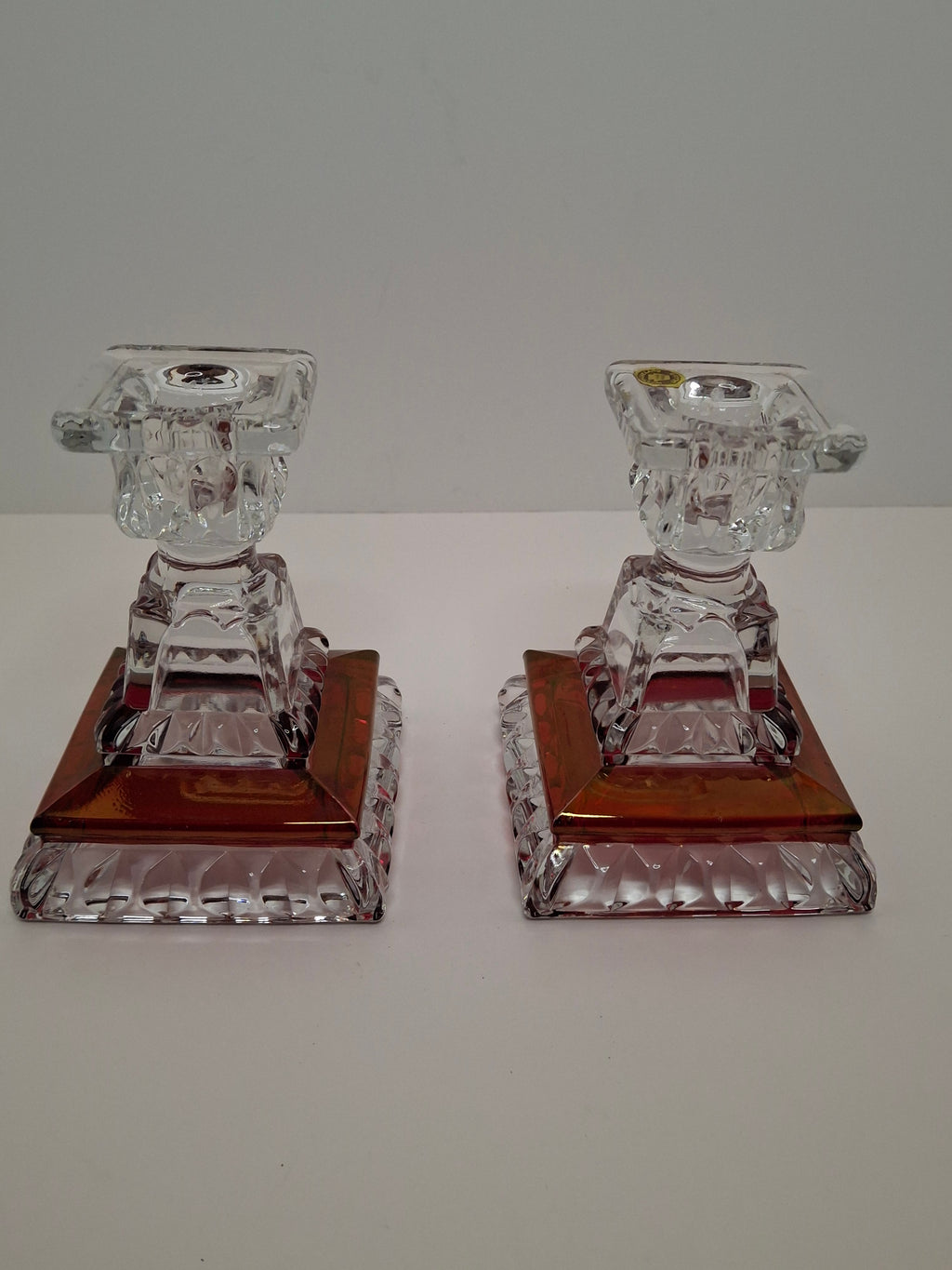 Vintage Westmoreland Glass Ruby Flash Wedding Bride's Box Set Compote Candlesticks