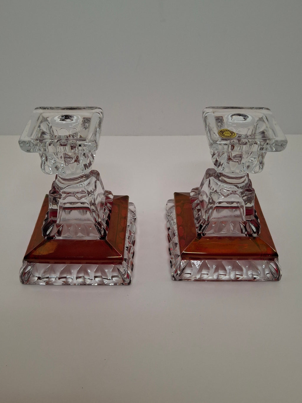 Vintage Westmoreland Glass Ruby Flash Wedding Bride's Box Set Compote Candlesticks
