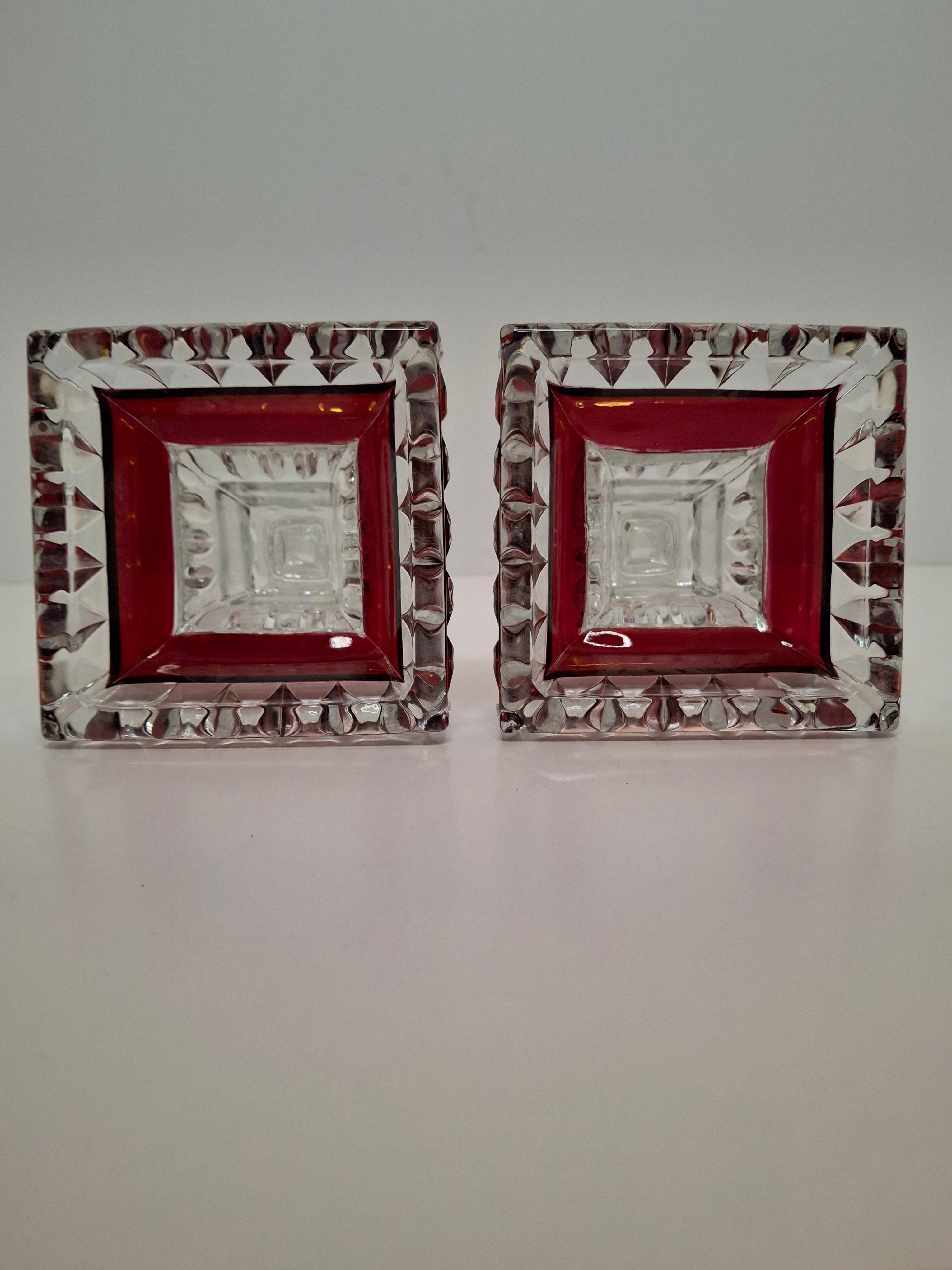 Vintage Westmoreland Glass Ruby Flash Wedding Bride's Box Set Compote Candlesticks