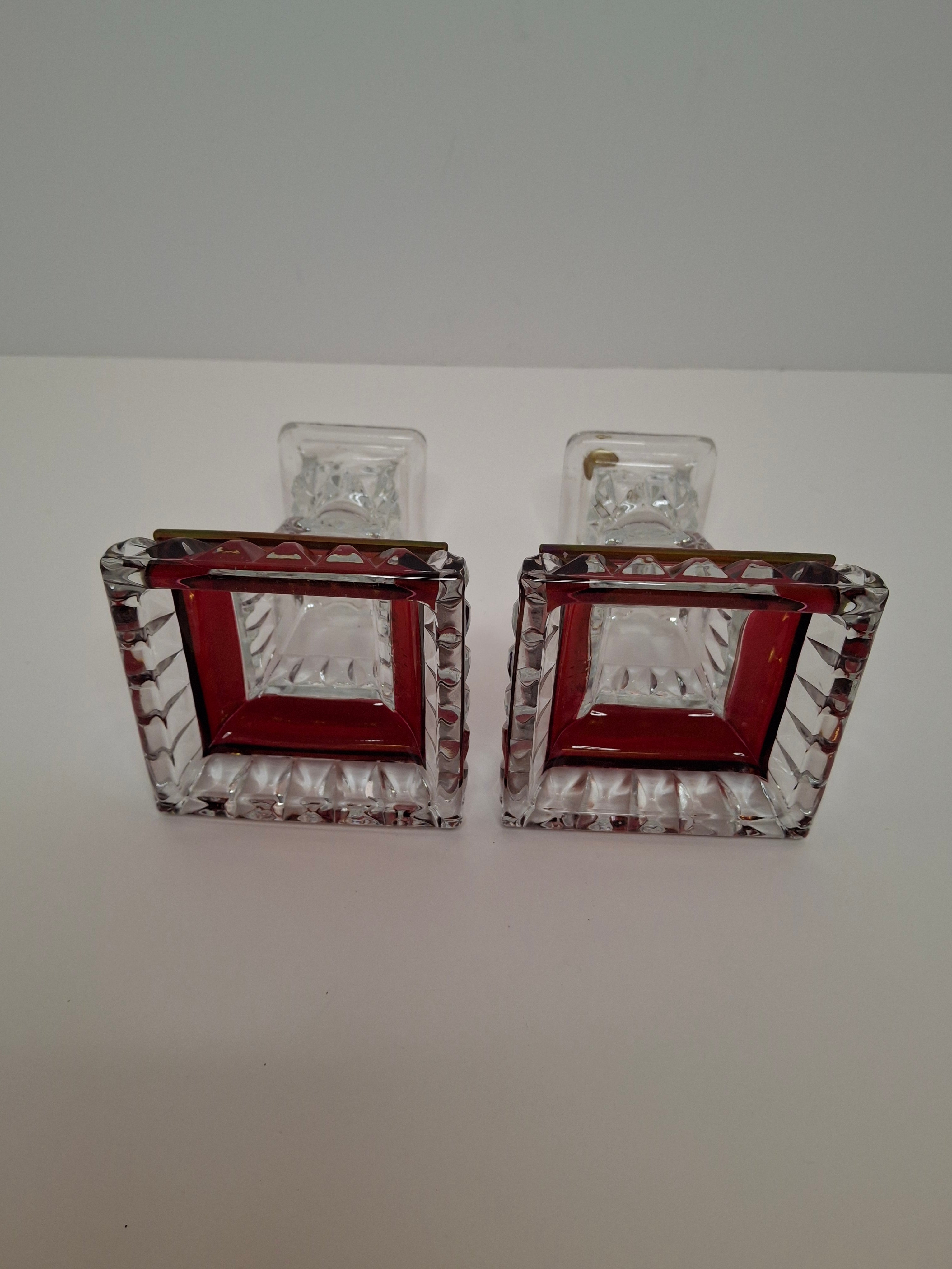 Vintage Westmoreland Glass Ruby Flash Wedding Bride's Box Set Compote Candlesticks