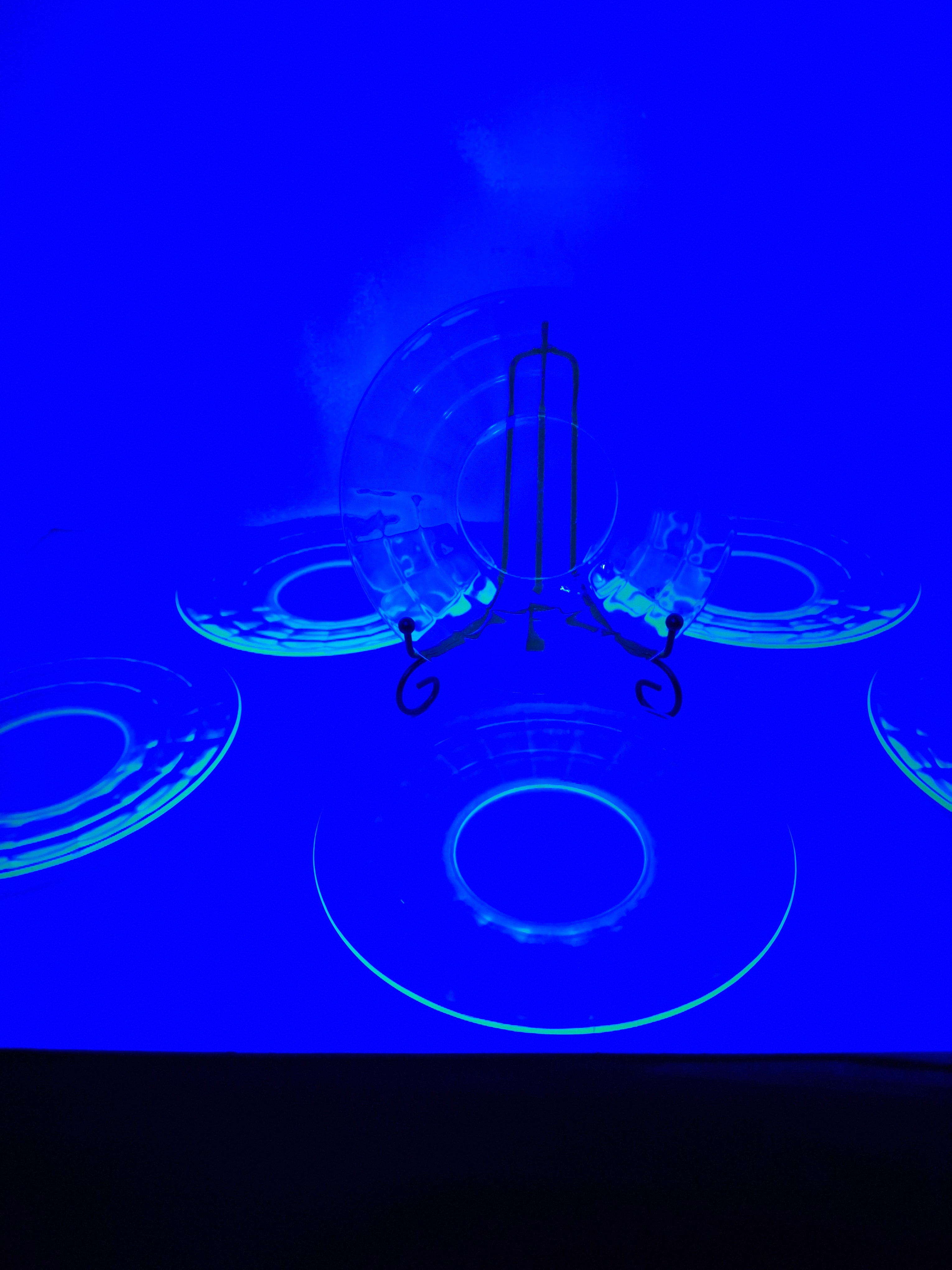 Set of 6 Anchor Hocking Block Optic Green Uranium Depression Glass Dinner Plates