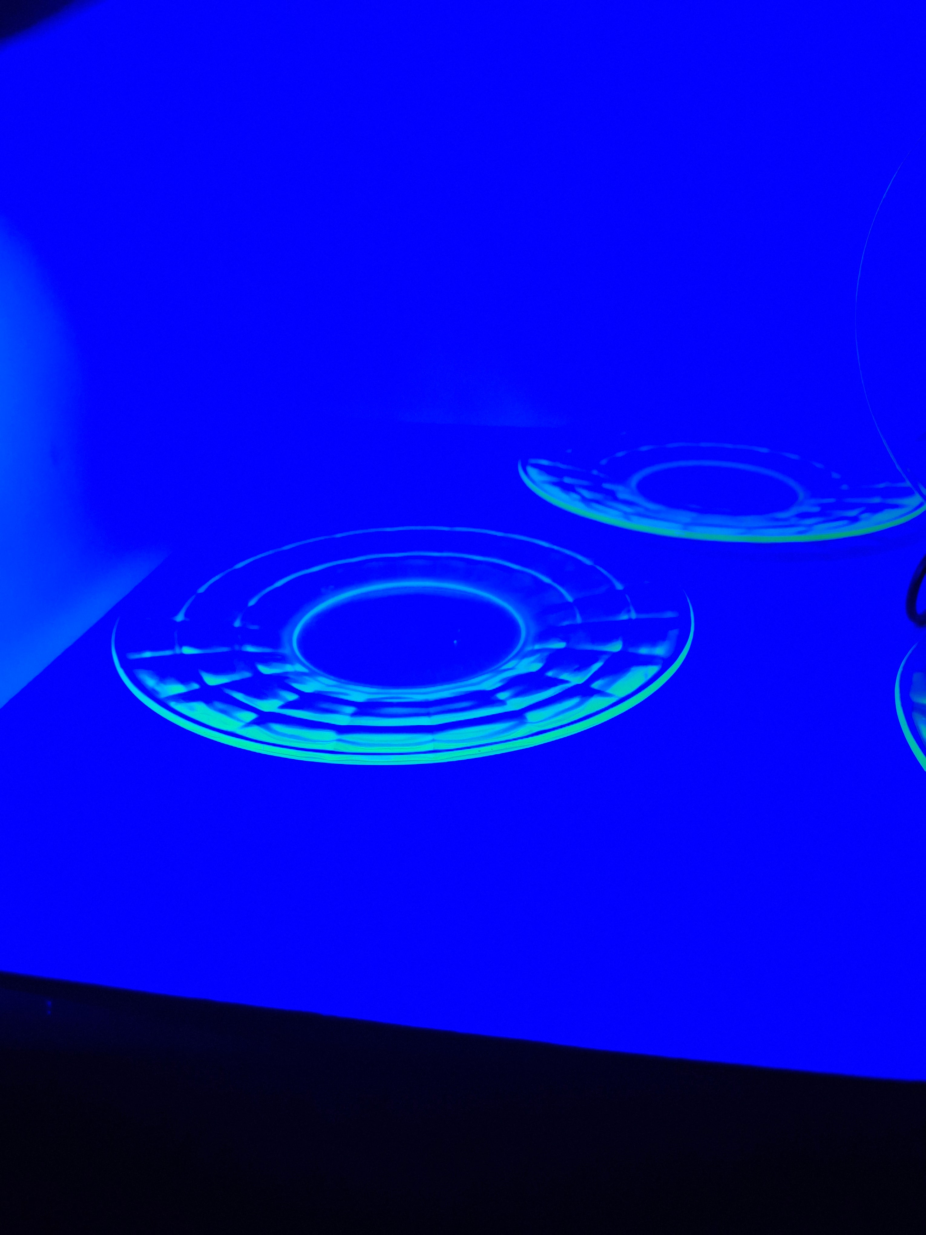 Set of 6 Anchor Hocking Block Optic Green Uranium Depression Glass Dinner Plates