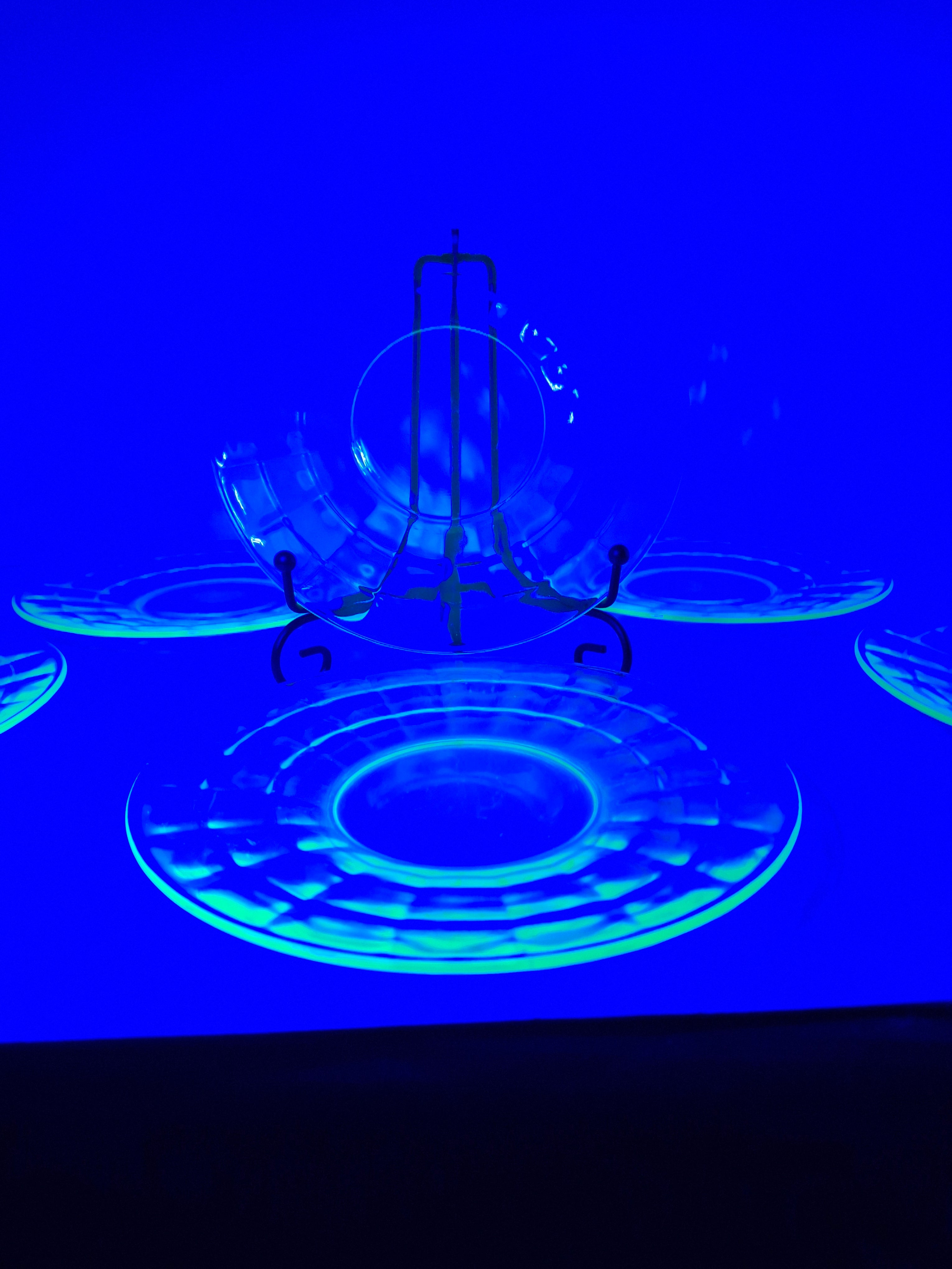 Set of 6 Anchor Hocking Block Optic Green Uranium Depression Glass Dinner Plates