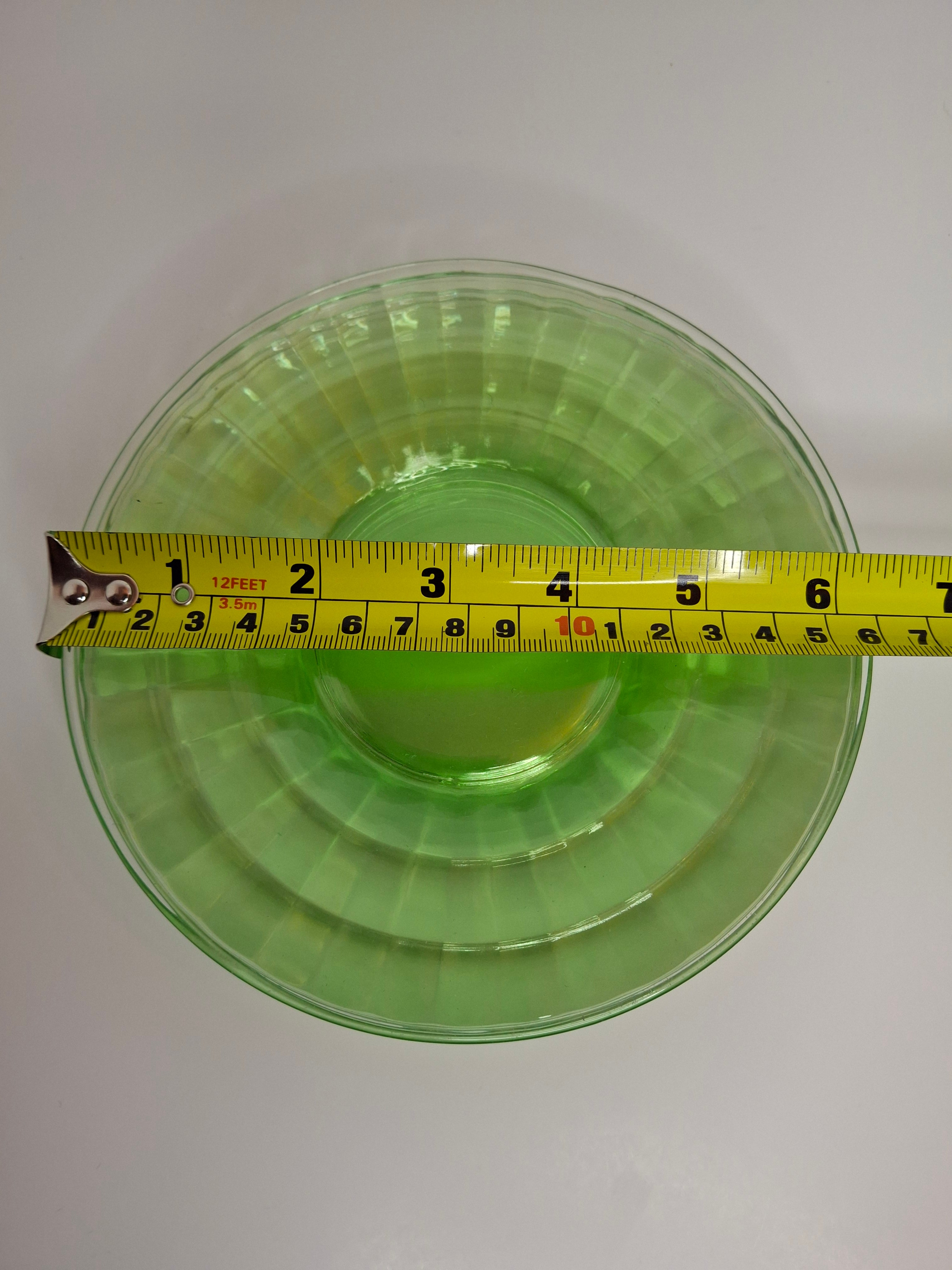 Set of 6 Anchor Hocking Block Optic Green Uranium Depression Glass Dinner Plates