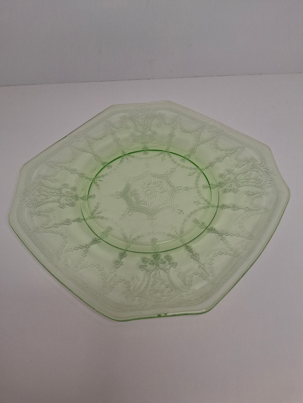 Anchor Hocking Cameo Ballerina Green Uranium Depression Glass Plates Set