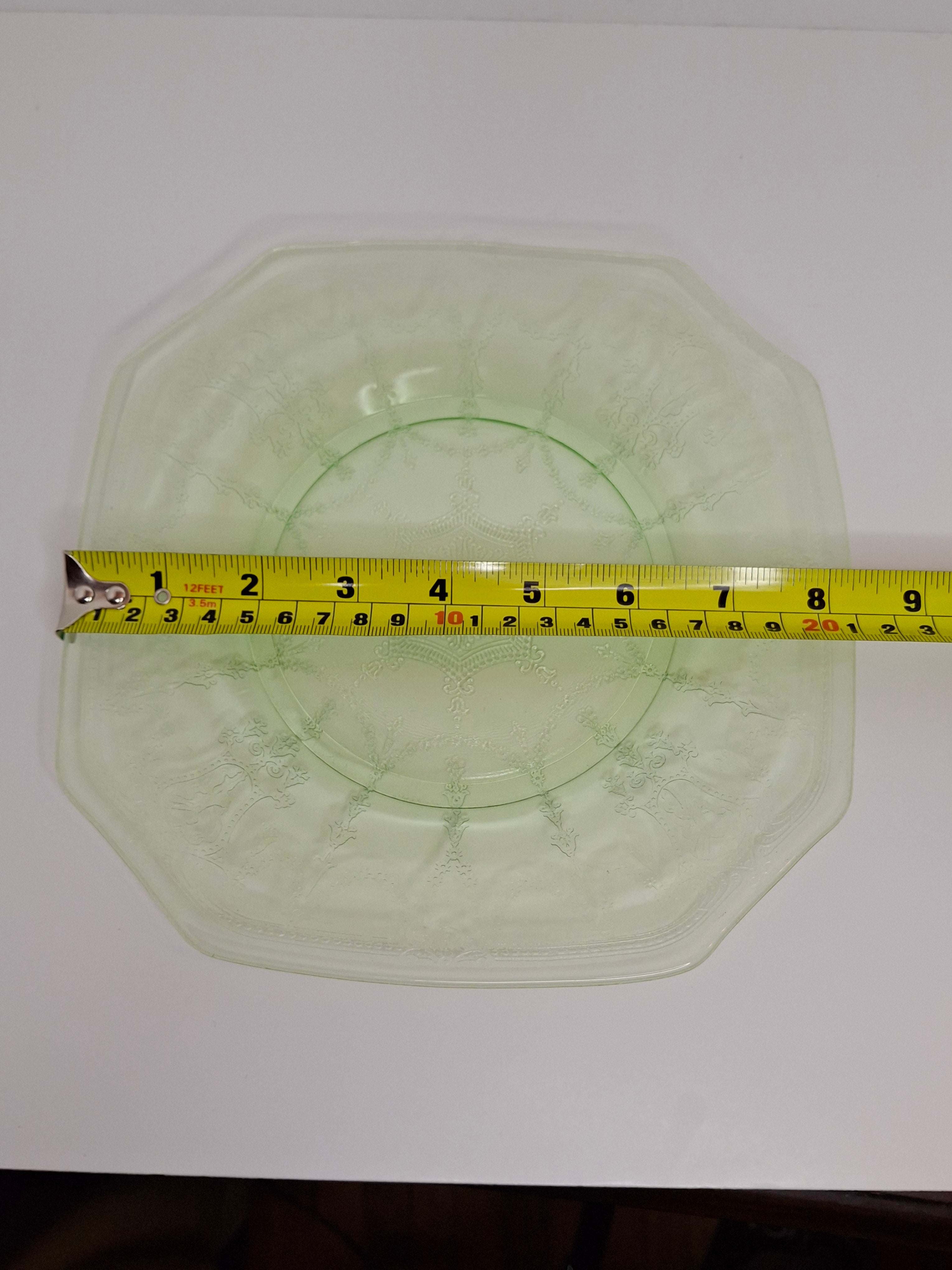 Anchor Hocking Cameo Ballerina Green Uranium Depression Glass Plates Set
