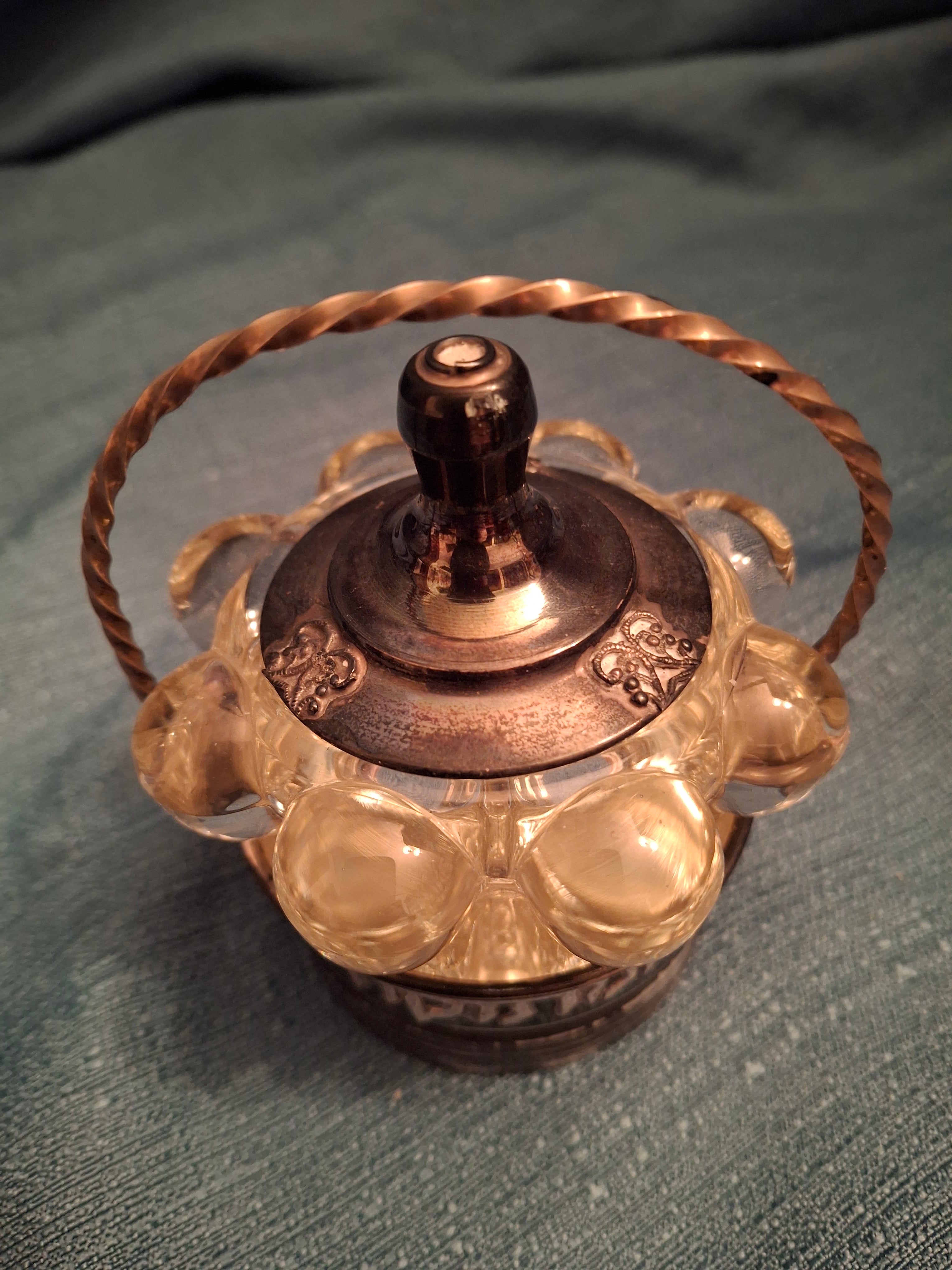 Vintage Yitzhak Bier Israel Sterling Silver Honey Dish Shana Tova Glass Insert 925