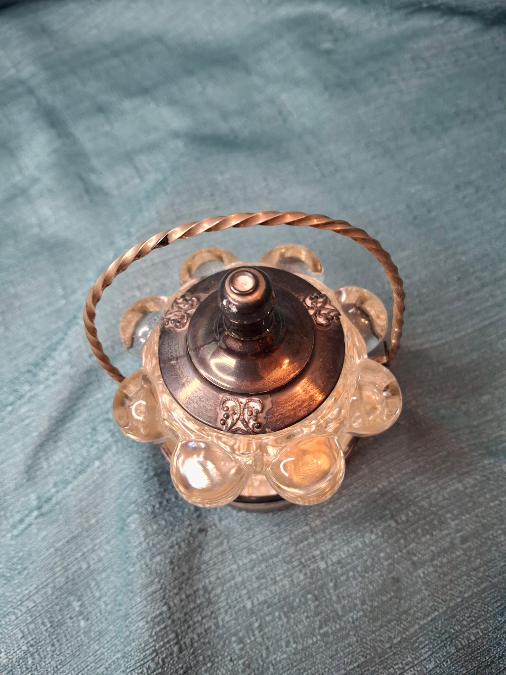 Vintage Yitzhak Bier Israel Sterling Silver Honey Dish Shana Tova Glass Insert 925