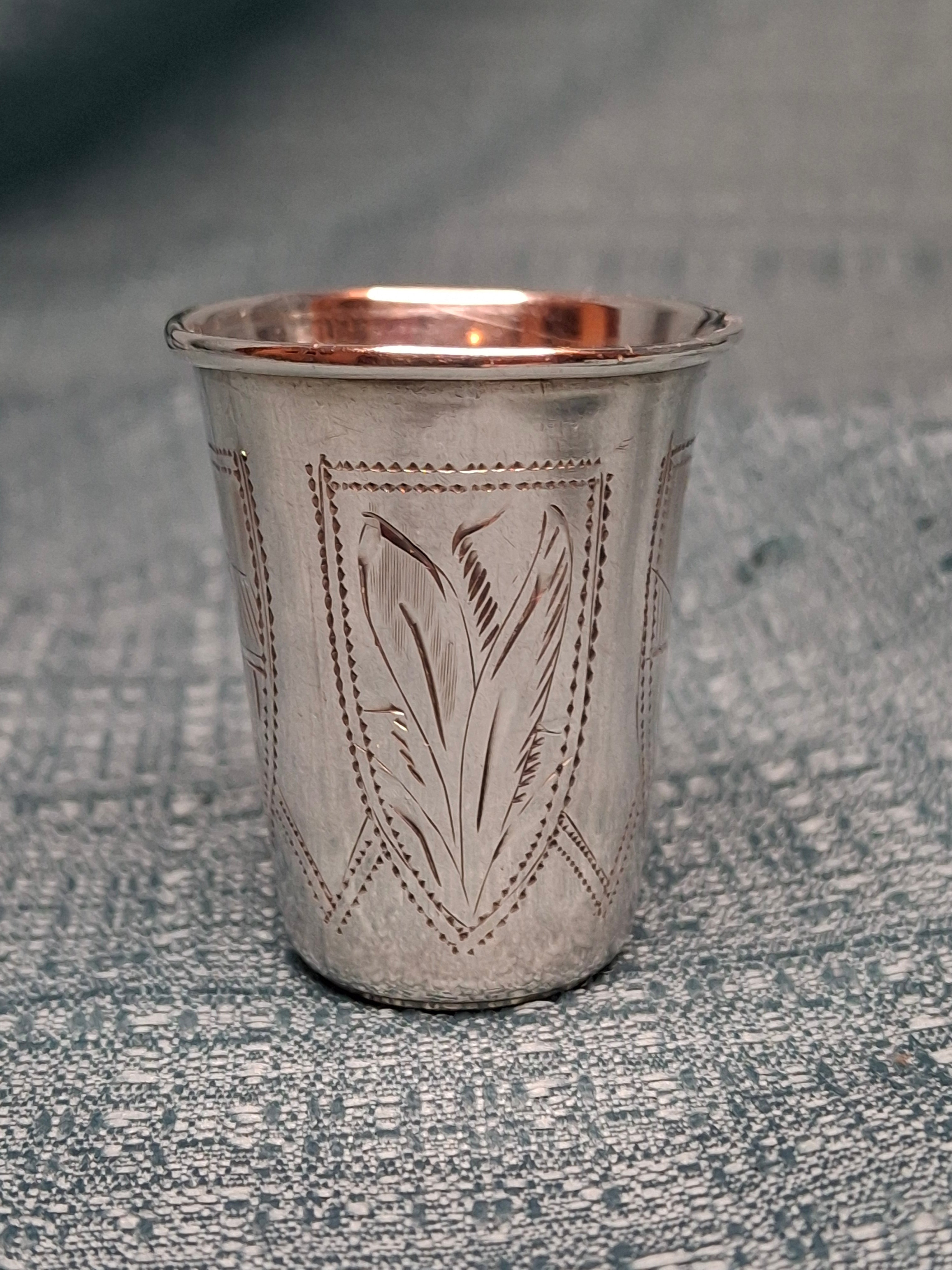 Lot of 3 Russian 84 Zolotnik Silver Kiddush Cups Israel Eseevich Zakhoder