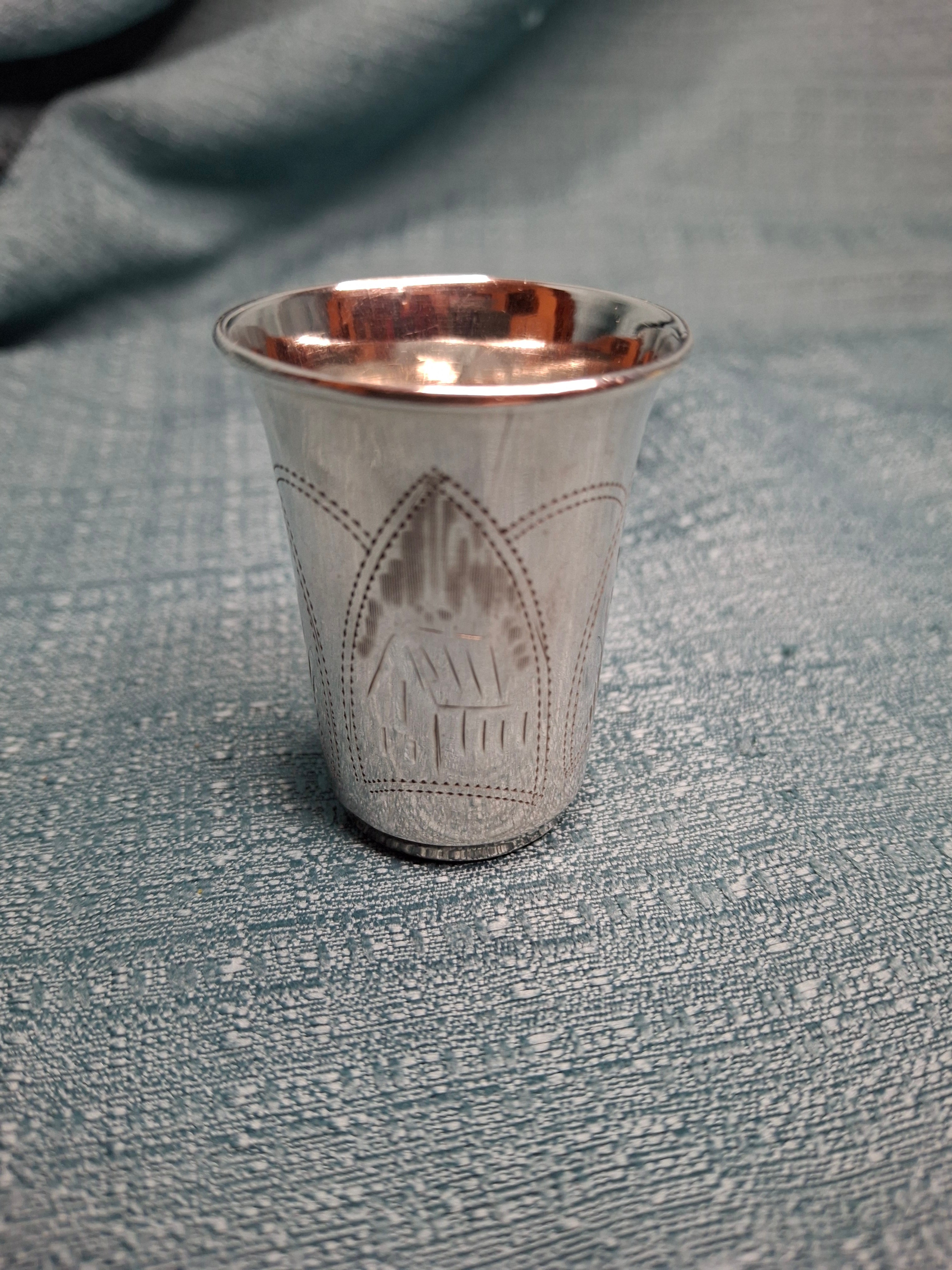 Lot of 3 Russian 84 Zolotnik Silver Kiddush Cups Israel Eseevich Zakhoder