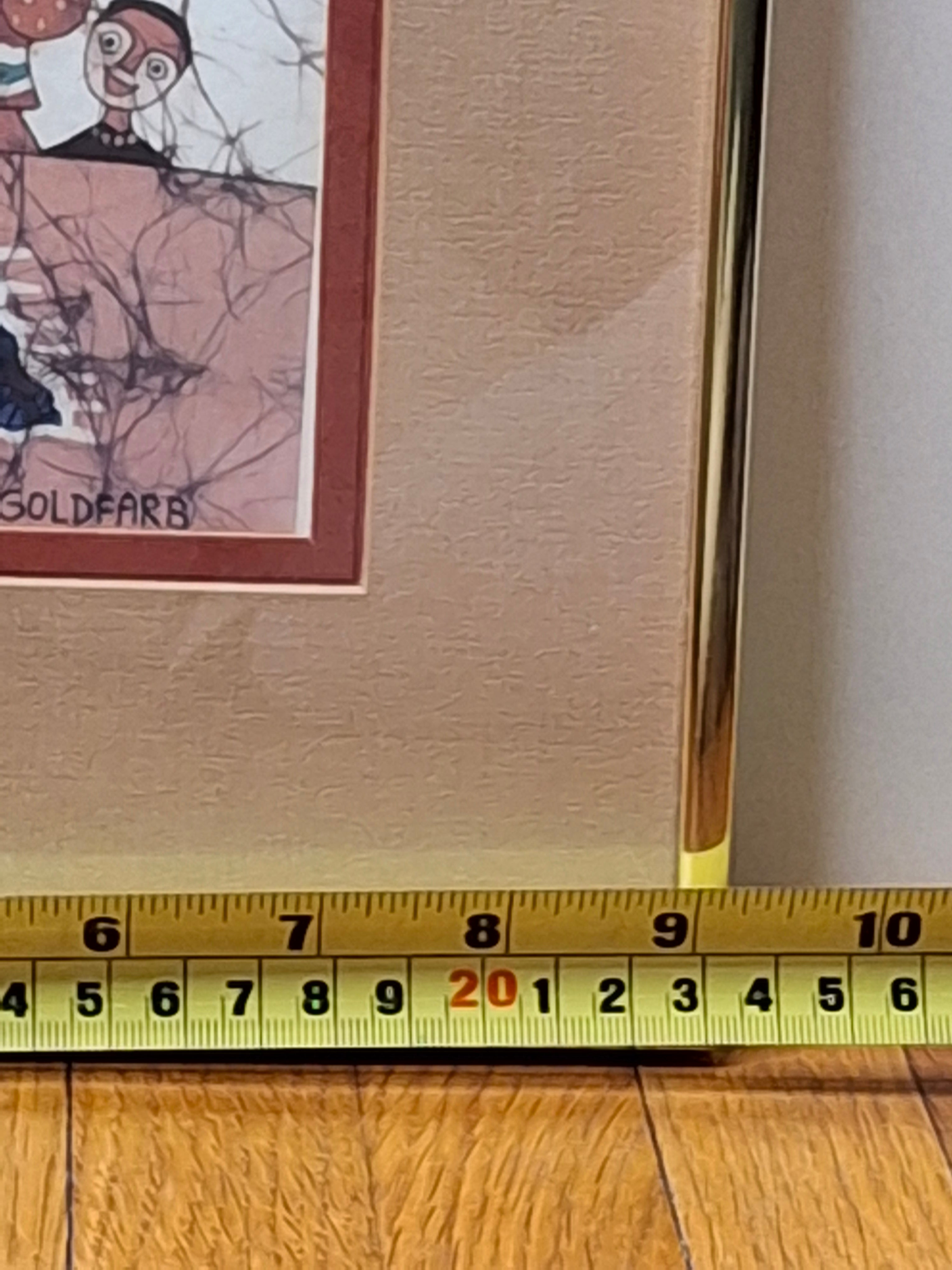 "Ahmi Goldfarb Signed Limited-Edition Offset Lithograph ""Shabbat Shalom"" - Israeli Judaica Batik Reproduction of Family Sabbath Celebration, 1970s-1980s "