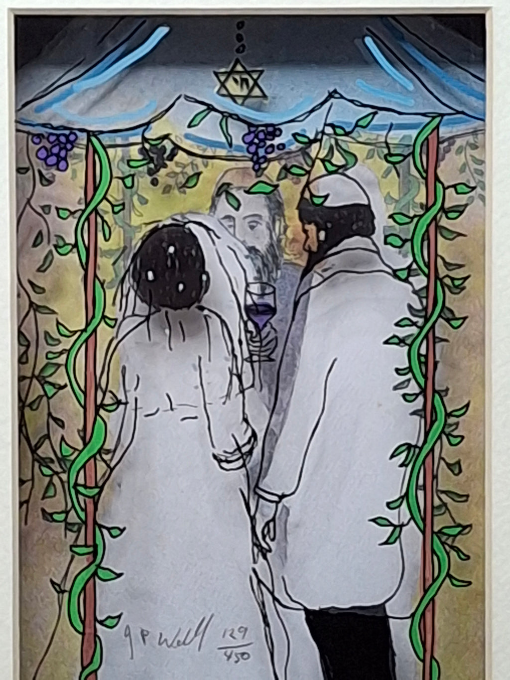 Jean-Pierre Weill "Chuppah" Signed Limited Edition 3D Vitreograph 129/450 Framed Jewish Wedding Scene with COA