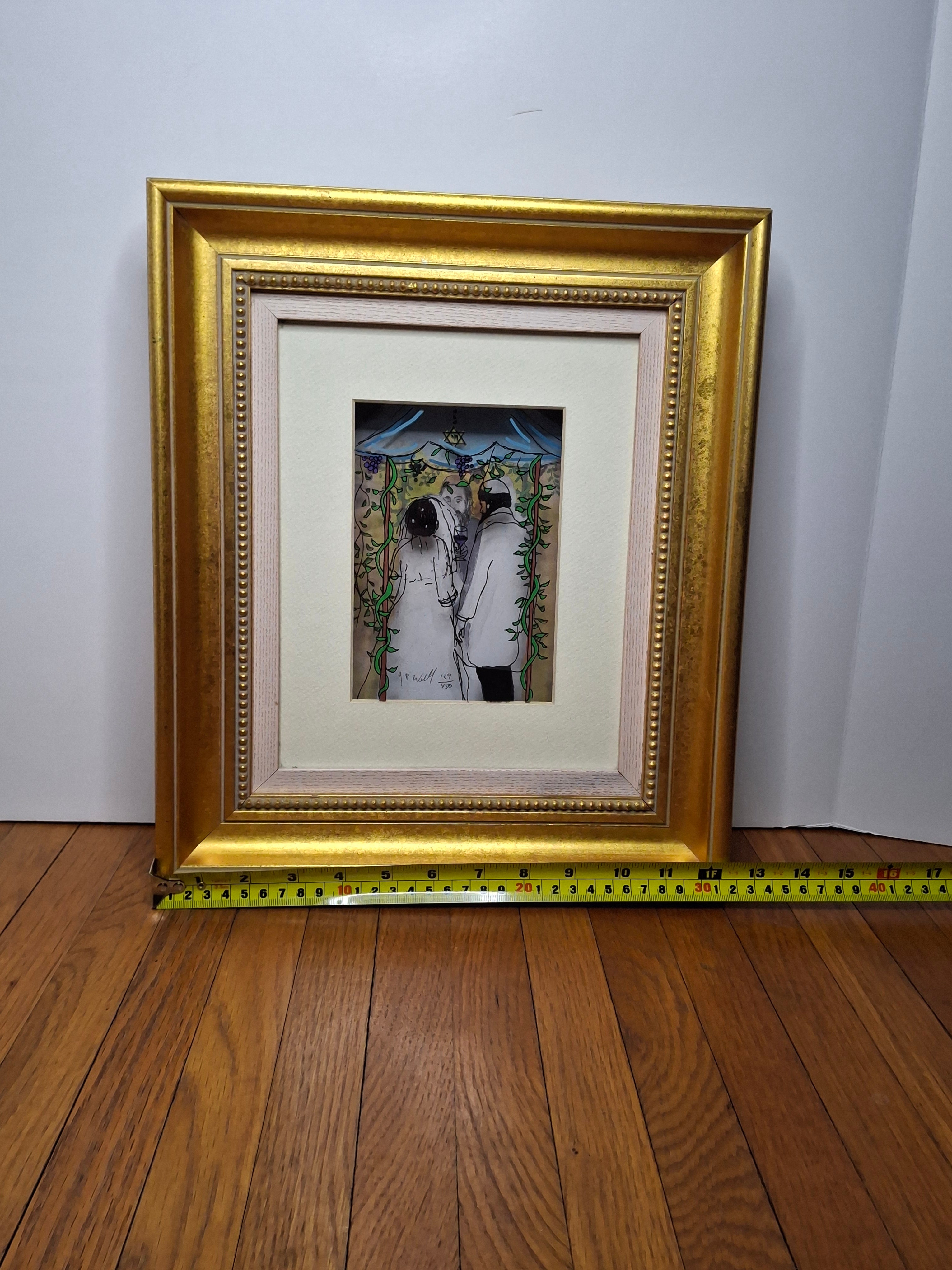 Jean-Pierre Weill "Chuppah" Signed Limited Edition 3D Vitreograph 129/450 Framed Jewish Wedding Scene with COA