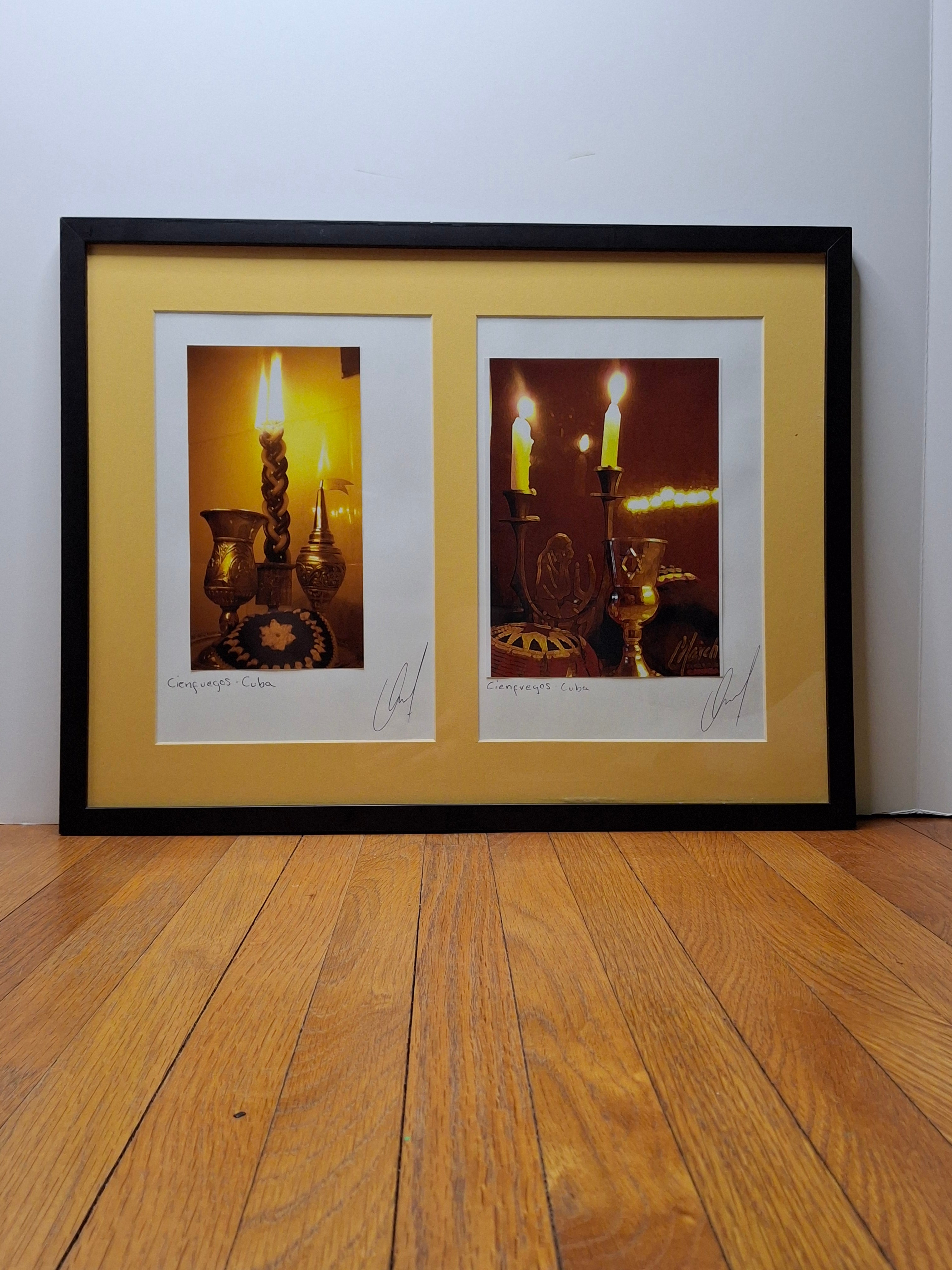 Humberto Mayol Signed Diptych: Jewish Cuba Cienfuegos Ritual Photography - Framed