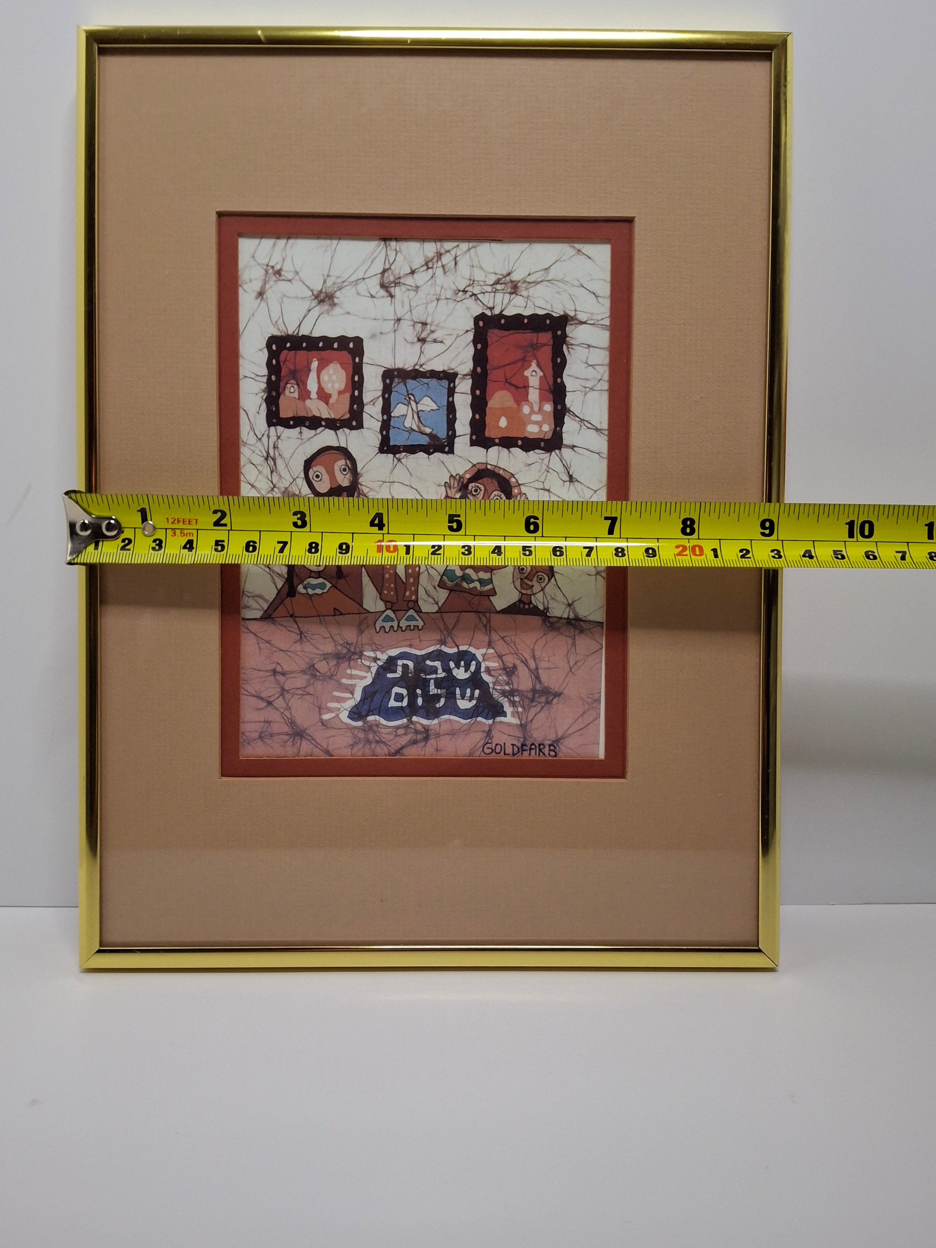 "Ahmi Goldfarb Signed Limited-Edition Offset Lithograph ""Shabbat Shalom"" - Israeli Judaica Batik Reproduction of Family Sabbath Celebration, 1970s-1980s "