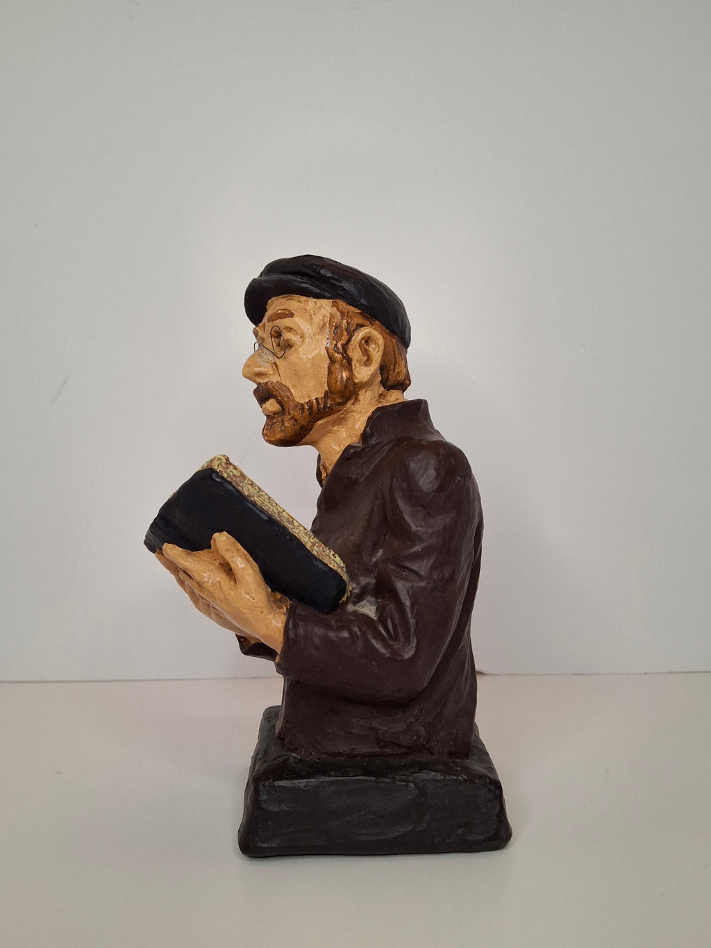 Vintage 1969 David Kaplan Signed Plaster Sculpture Rabbi Studying Torah Figure
