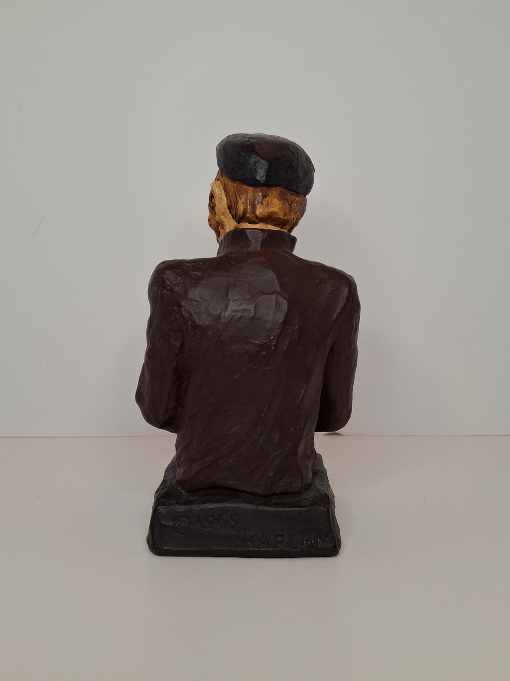 Vintage 1969 David Kaplan Signed Plaster Sculpture Rabbi Studying Torah Figure