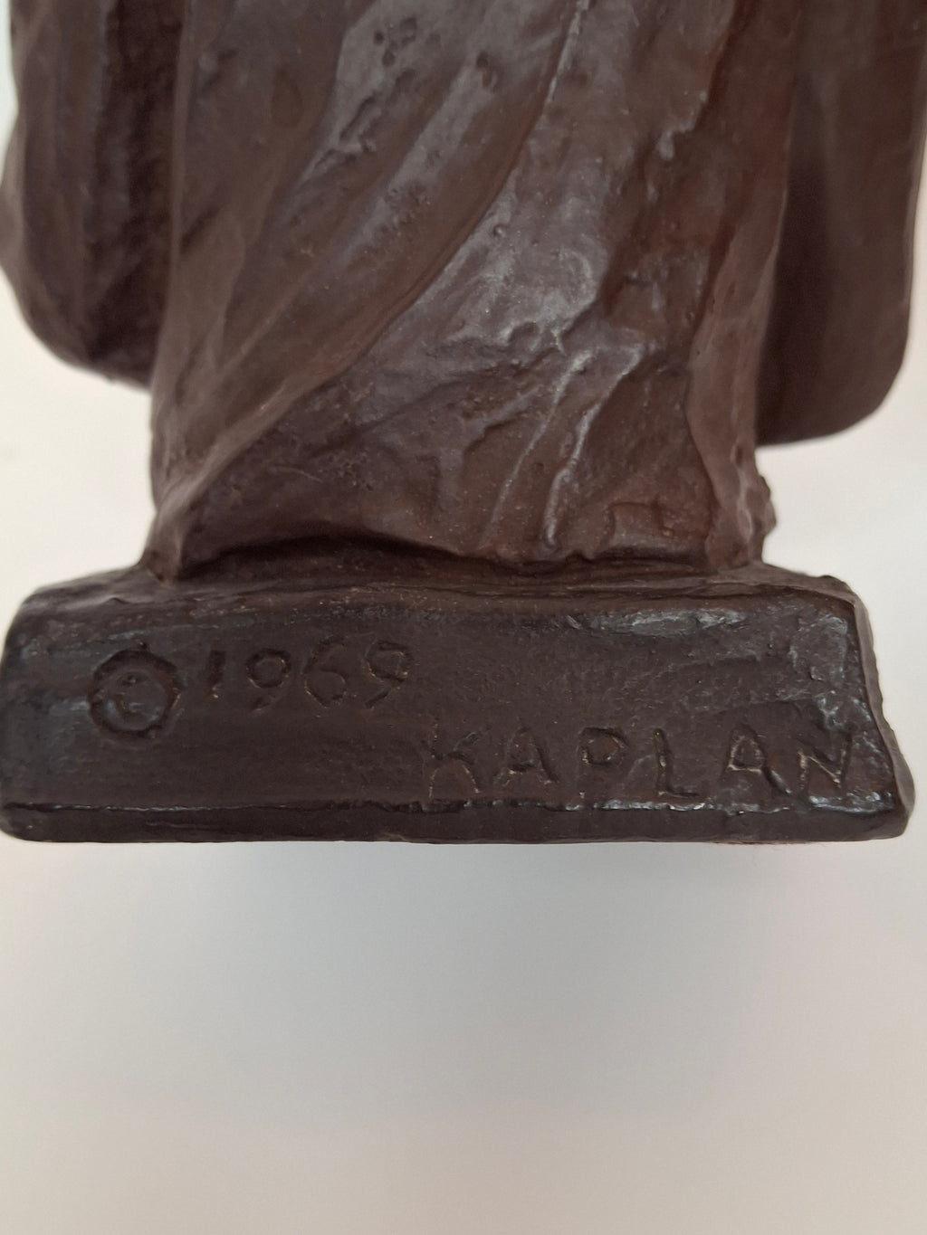 Vintage 1969 David Kaplan Signed Plaster Sculpture Rabbi Studying Torah Figure