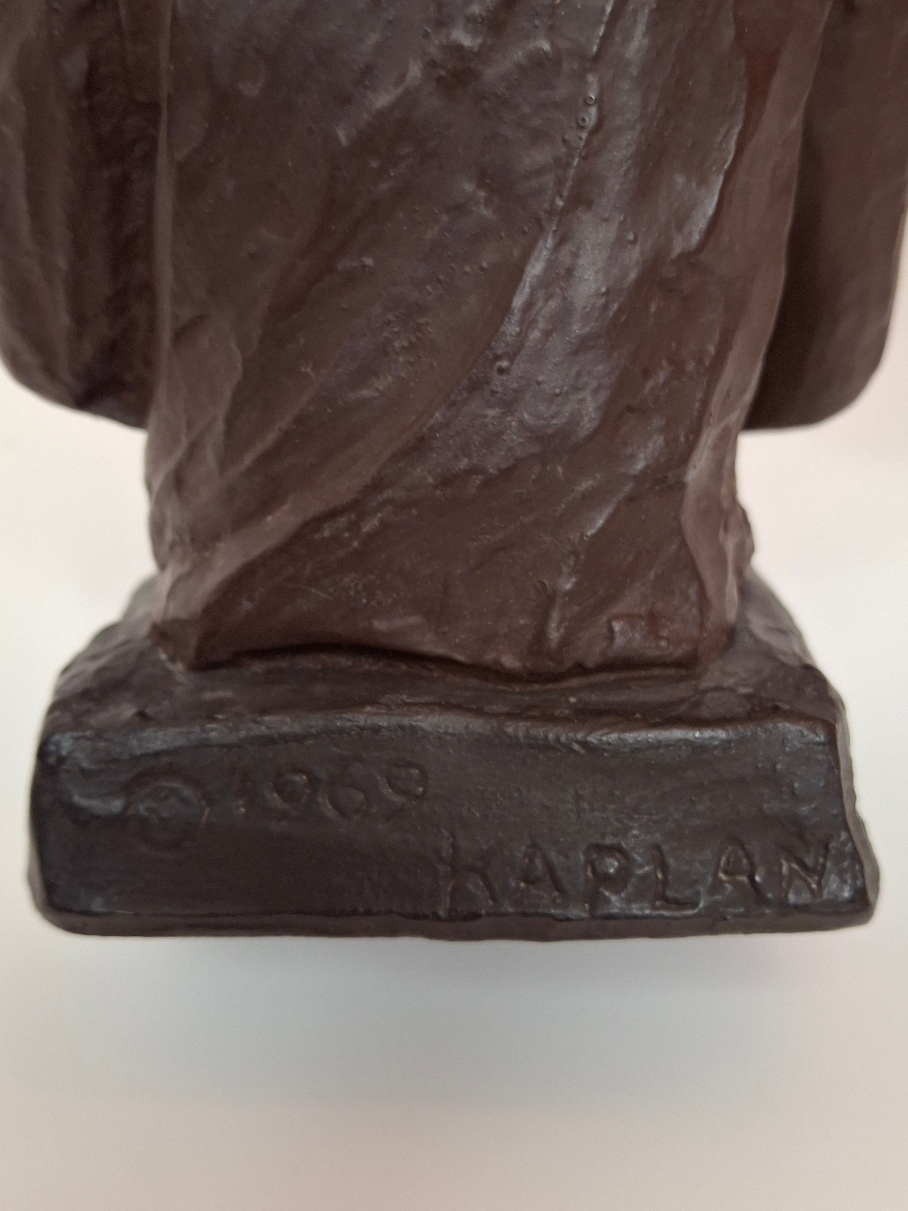 Vintage 1969 David Kaplan Signed Plaster Sculpture Rabbi Studying Torah Figure