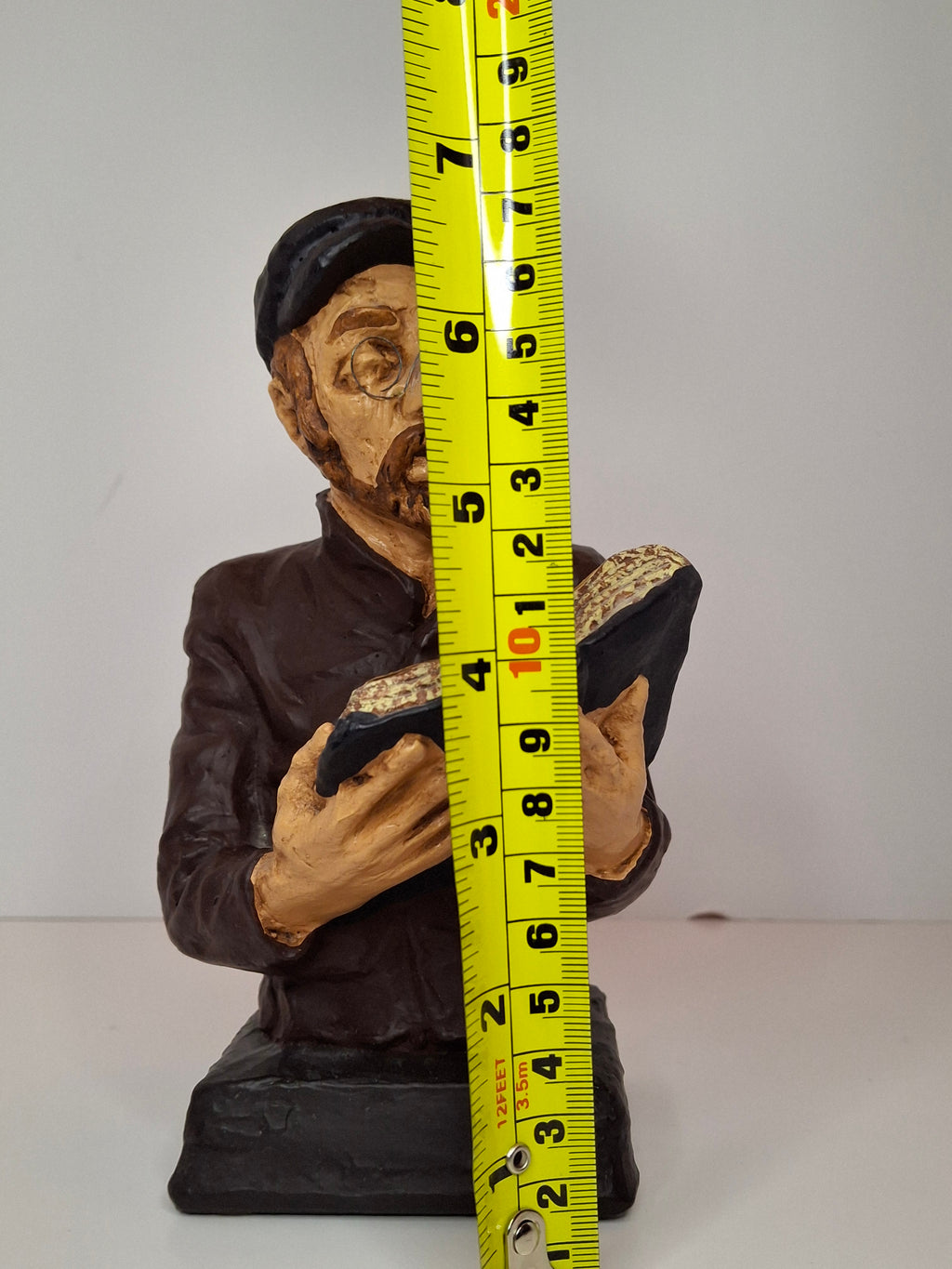 Vintage 1969 David Kaplan Signed Plaster Sculpture Rabbi Studying Torah Figure