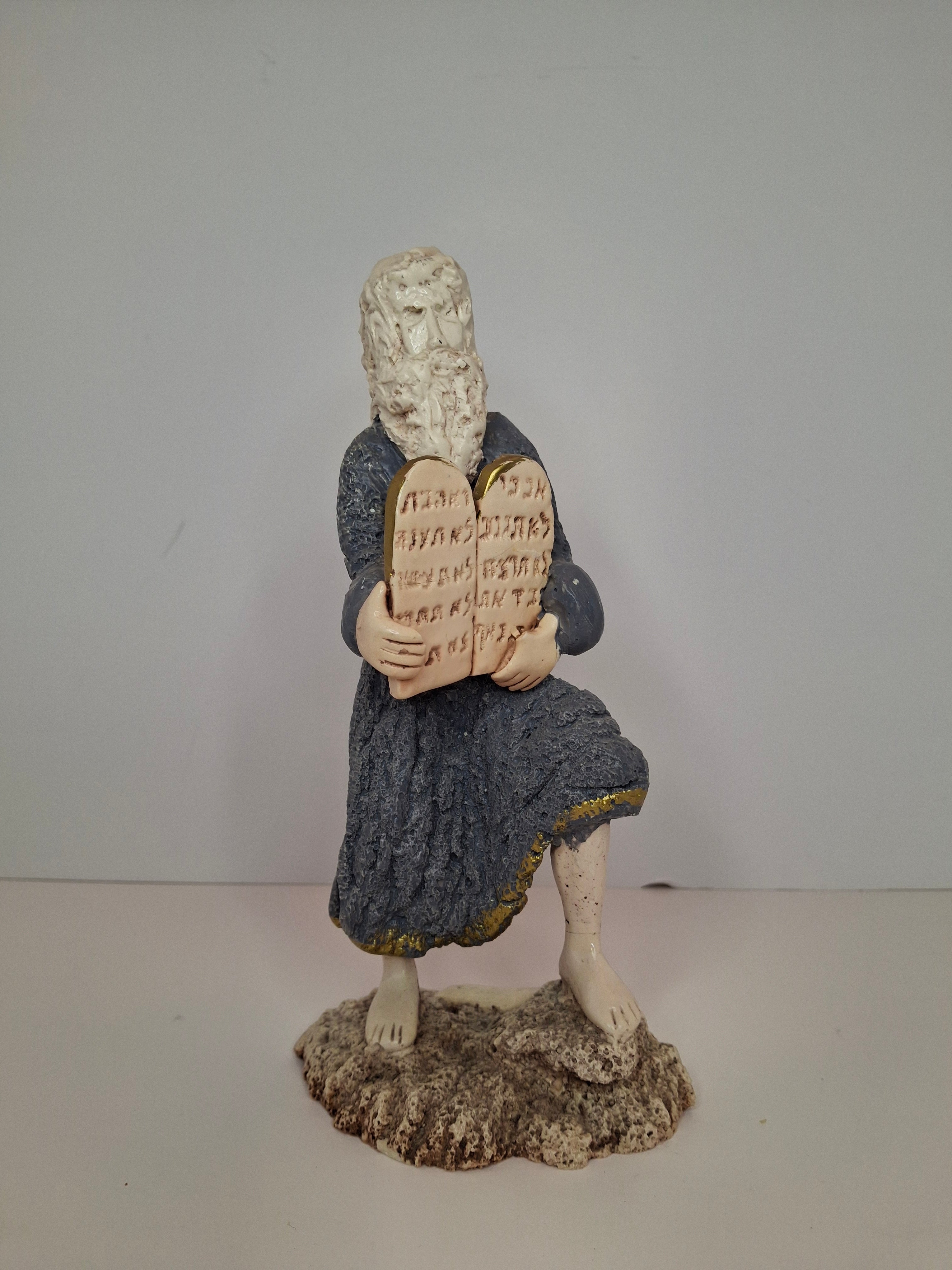 Israeli MCM Moses Ten Commandments Sculpture Signed Alkalay