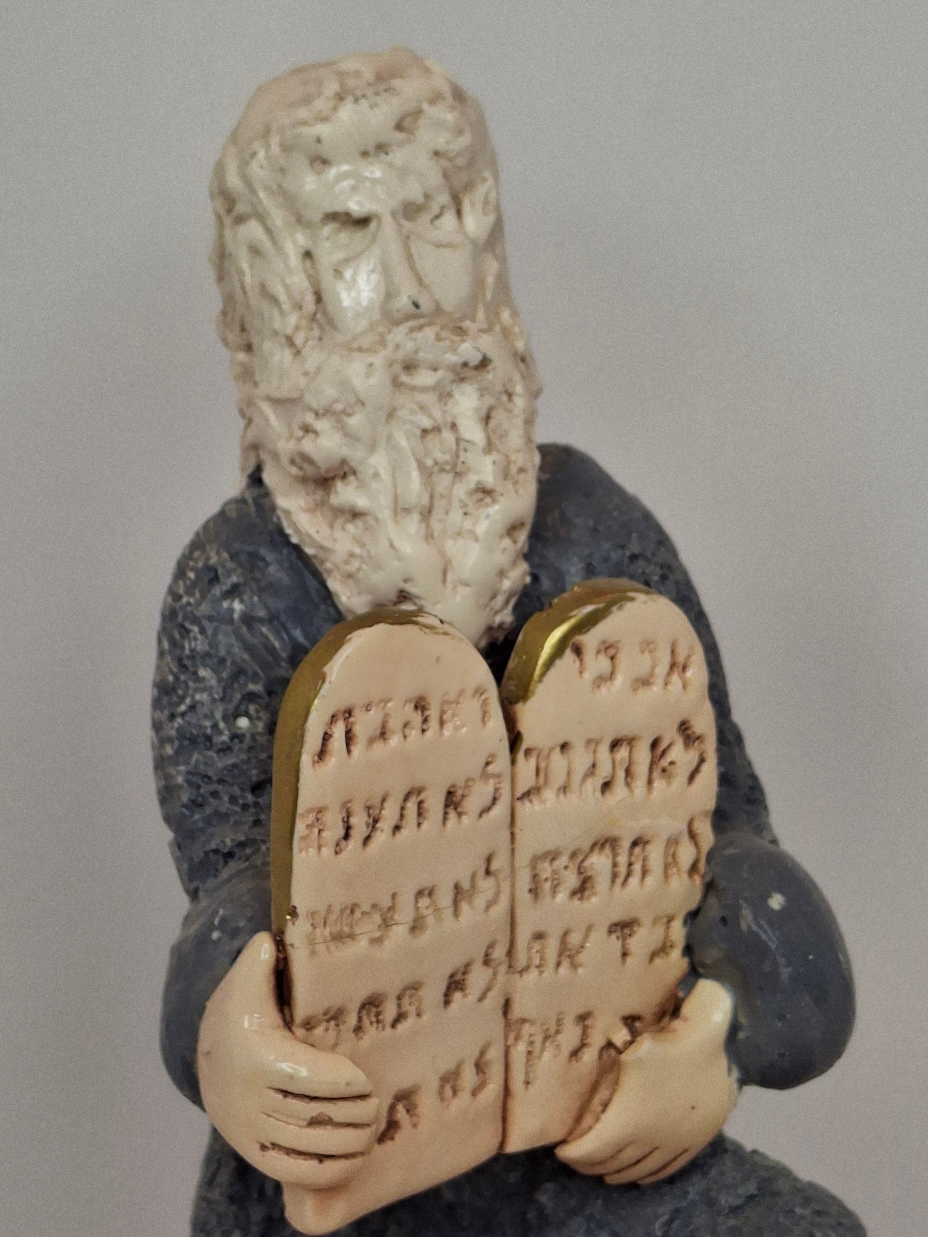 Israeli MCM Moses Ten Commandments Sculpture Signed Alkalay