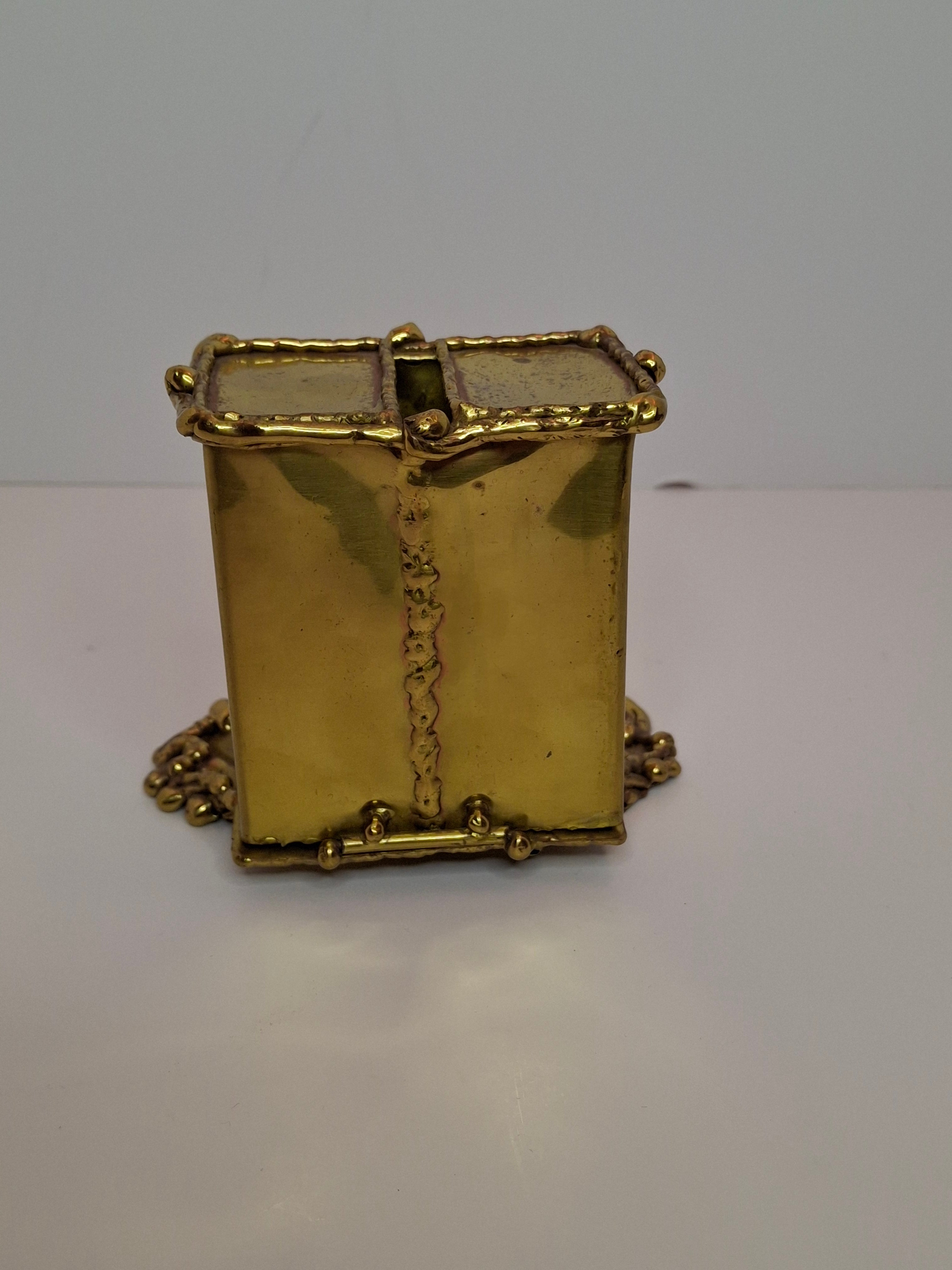 Vintage Copa Judaica Brazilian Brutalist Bat Mitzvah Girl Figurine and Tzedakah Box Set - Copper Brass with Amethyst Stones, Made in Brazil