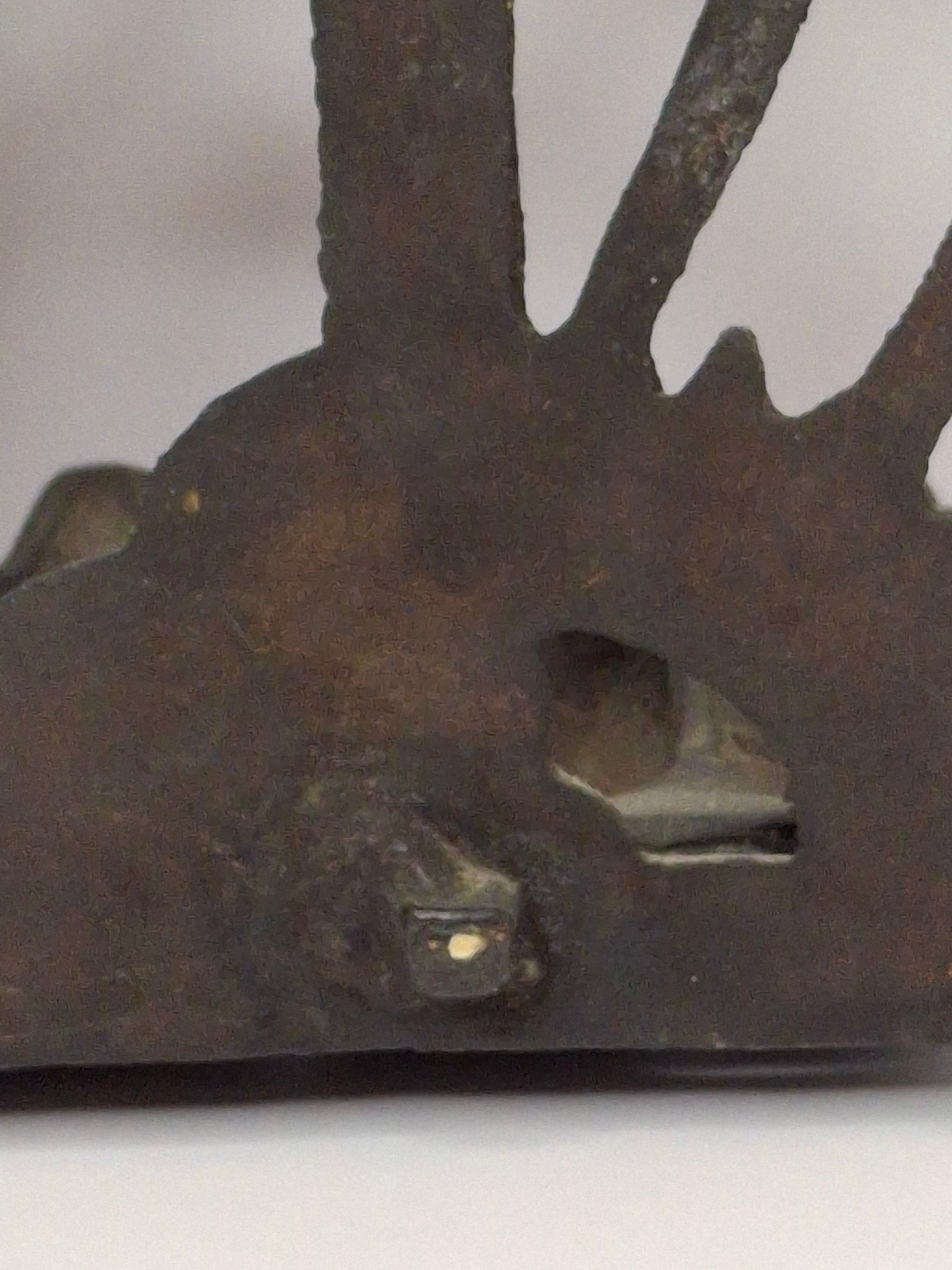 Cast Brass Hanukkah Menorah w/ Lions of Judah & Ten Commandments, Circa 1900