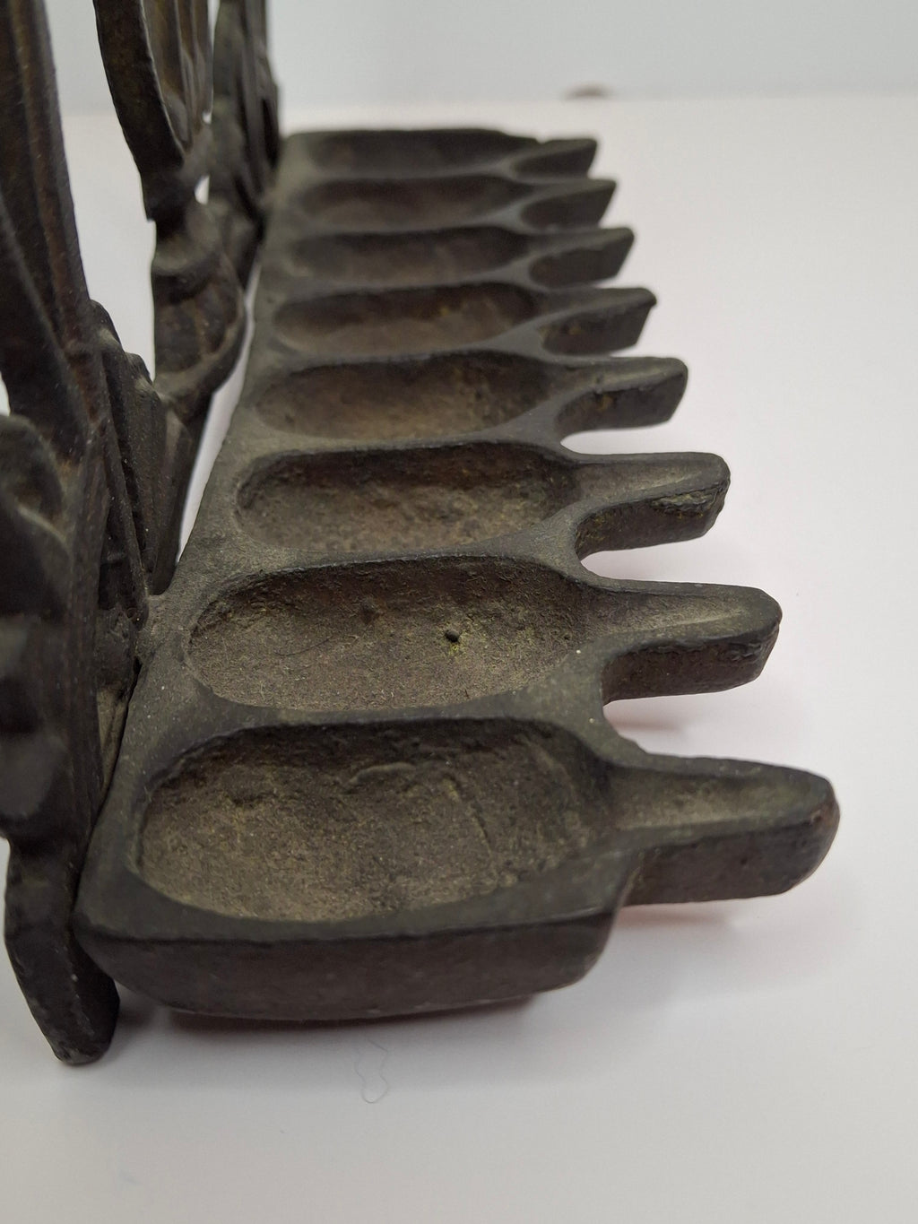 Cast Brass Hanukkah Menorah w/ Lions of Judah & Ten Commandments, Circa 1900