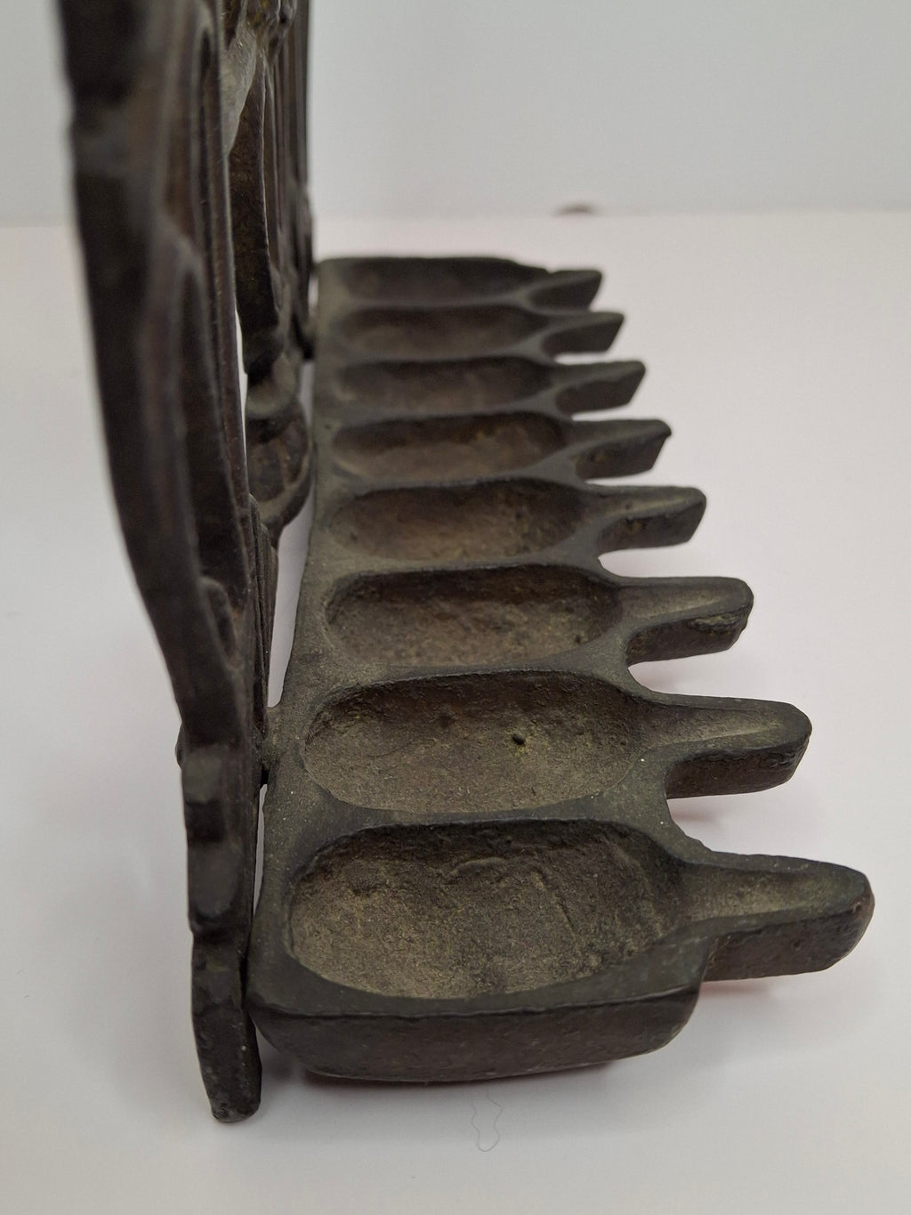 Cast Brass Hanukkah Menorah w/ Lions of Judah & Ten Commandments, Circa 1900