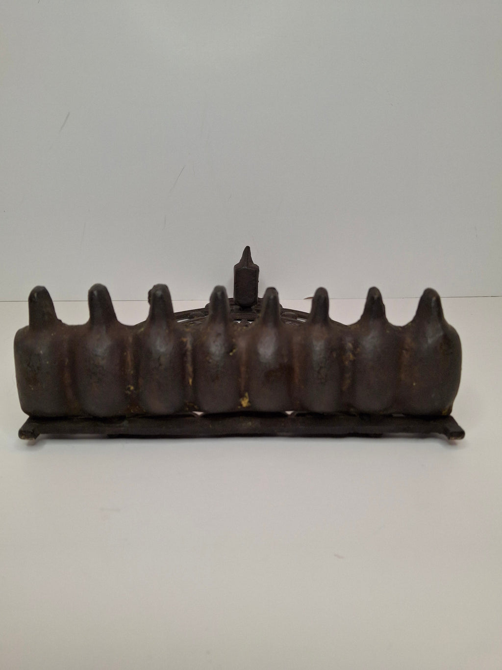 Cast Brass Hanukkah Menorah w/ Lions of Judah & Ten Commandments, Circa 1900
