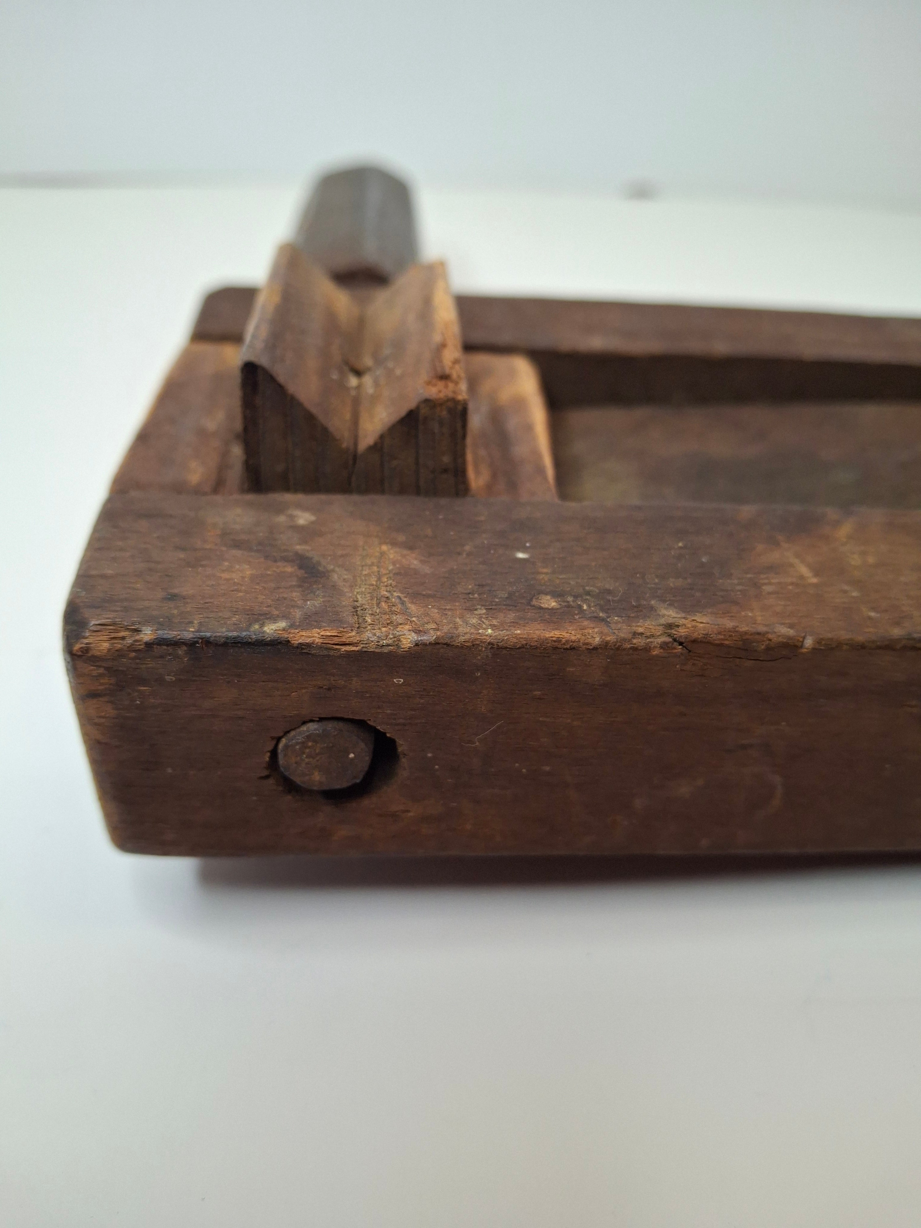 Antique WWII British ARP Gas Alarm Ratchet Clacker - Oak & Iron Air Raid Warden Signal - 11" Grogger