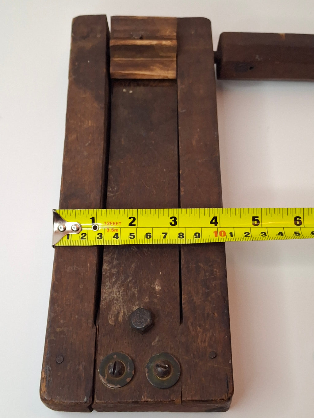 Antique WWII British ARP Gas Alarm Ratchet Clacker - Oak & Iron Air Raid Warden Signal - 11" Grogger