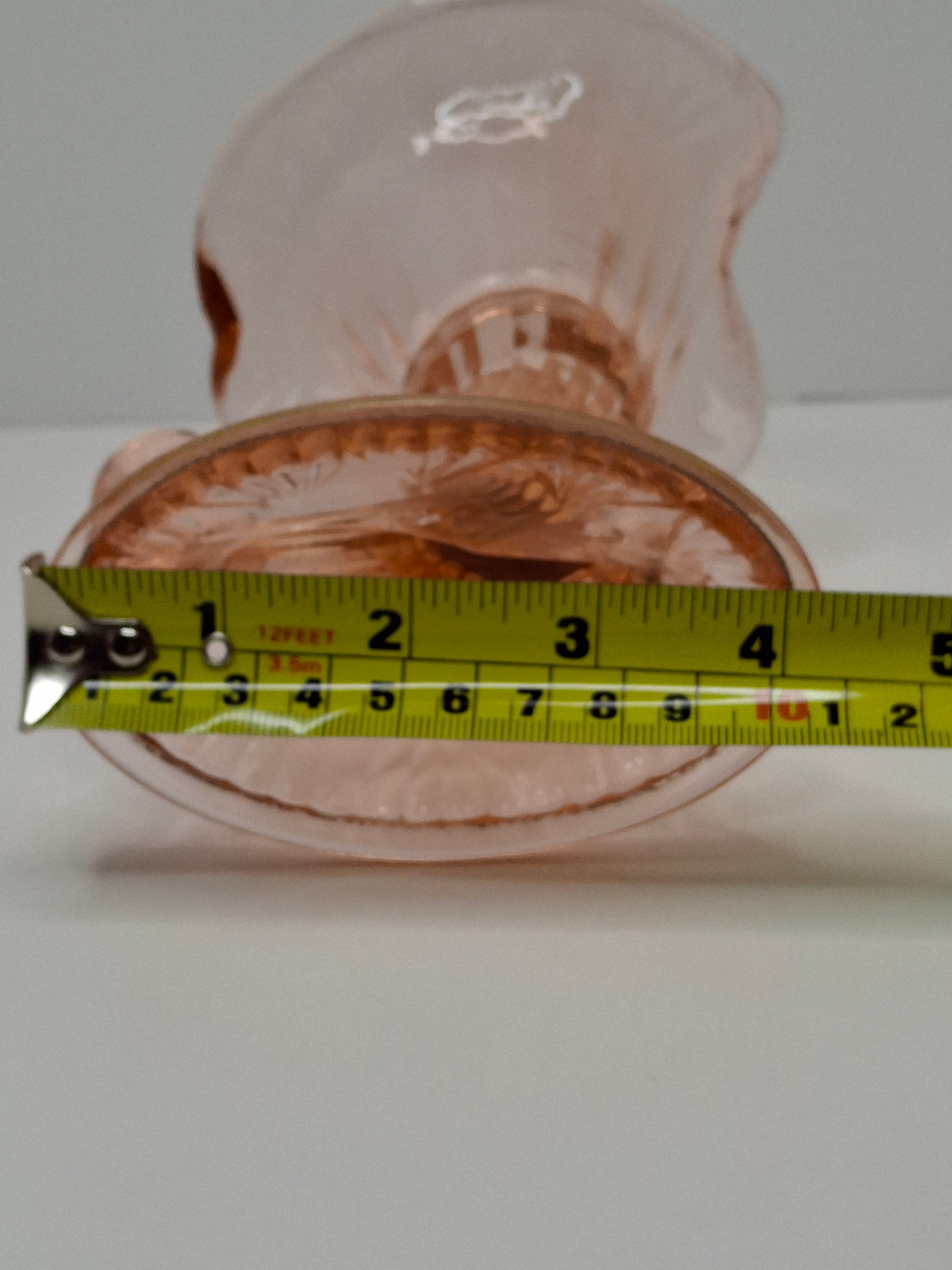 Vintage Pink Depression Glass Lot - Old Colony Open Lace Compote + Cornucopia Horn Vase, 1930s-1950s