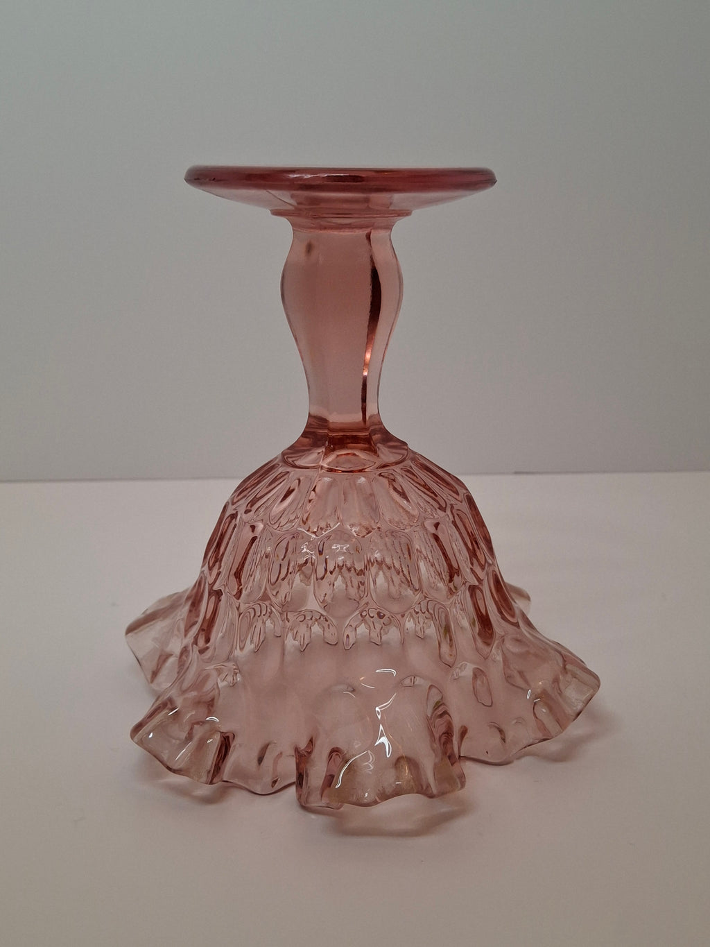 Vintage Fenton Pink Hobnail Opalescent Compote - Ruffled Rim Candy Dish - 6" Tall Pedestal Glass - Excellent Condition