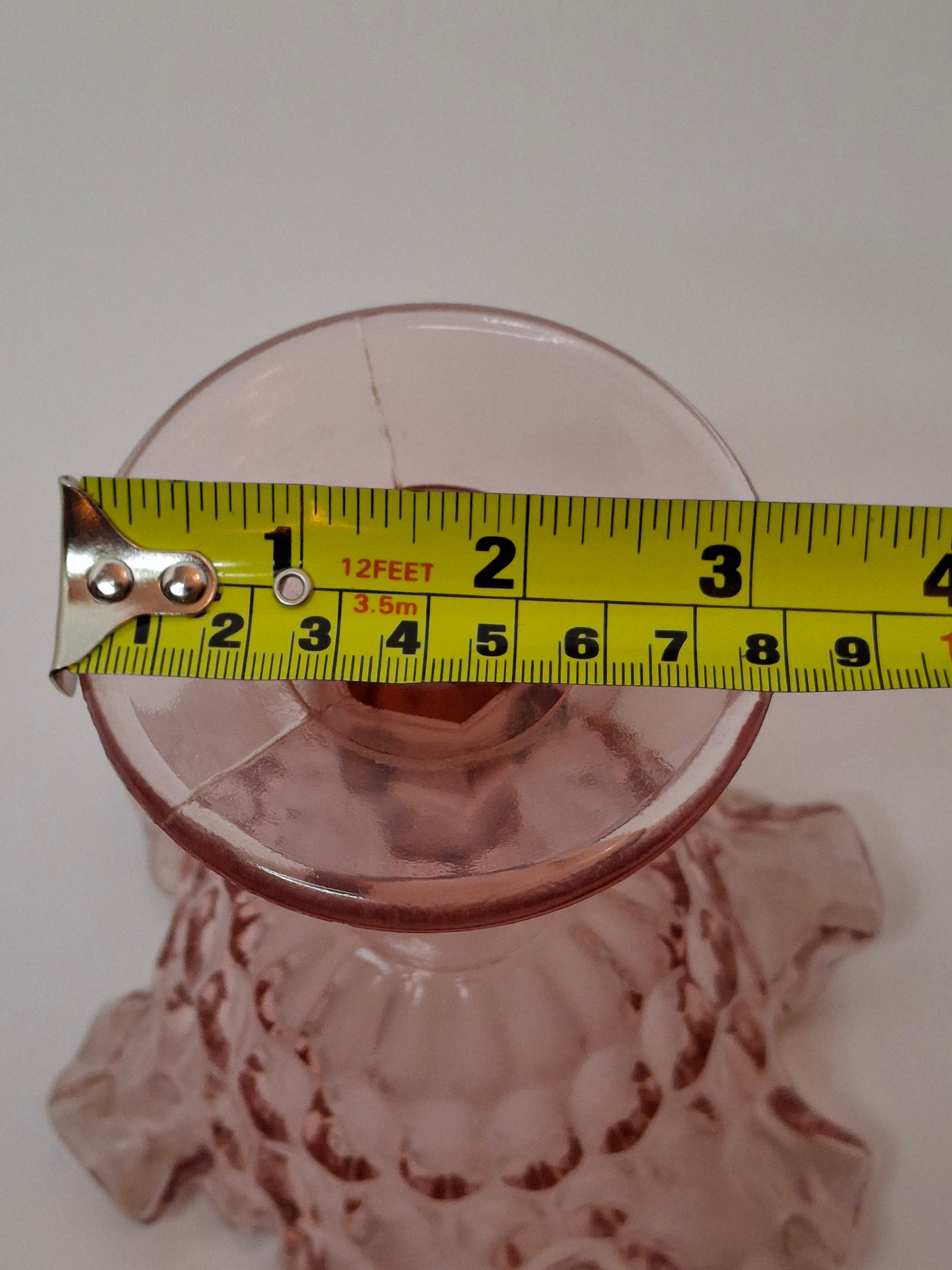 Vintage Fenton Pink Hobnail Opalescent Compote - Ruffled Rim Candy Dish - 6" Tall Pedestal Glass - Excellent Condition