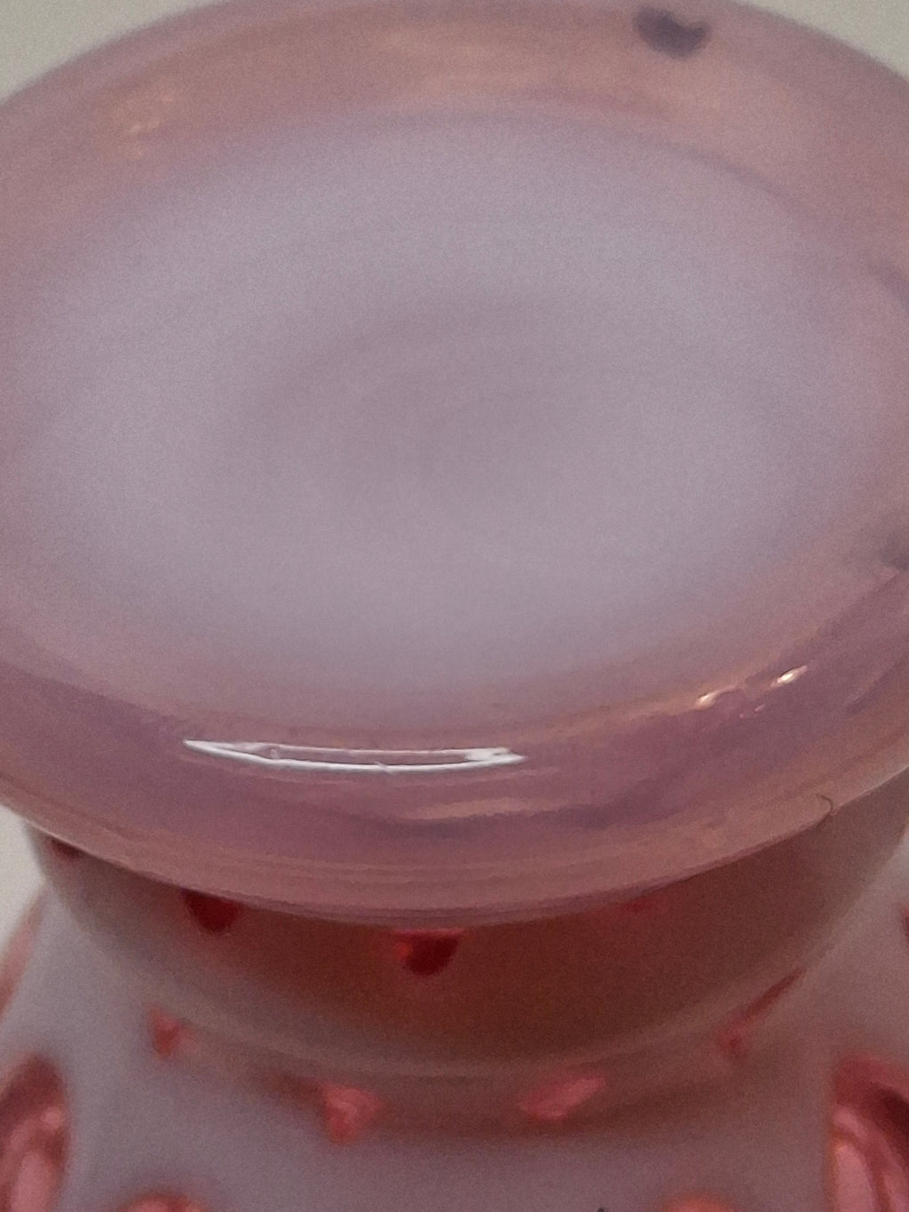 Victorian Cranberry Opalescent Coin Spot Vase Northwood Glass 6" Ruffled Rim Antique EAPG