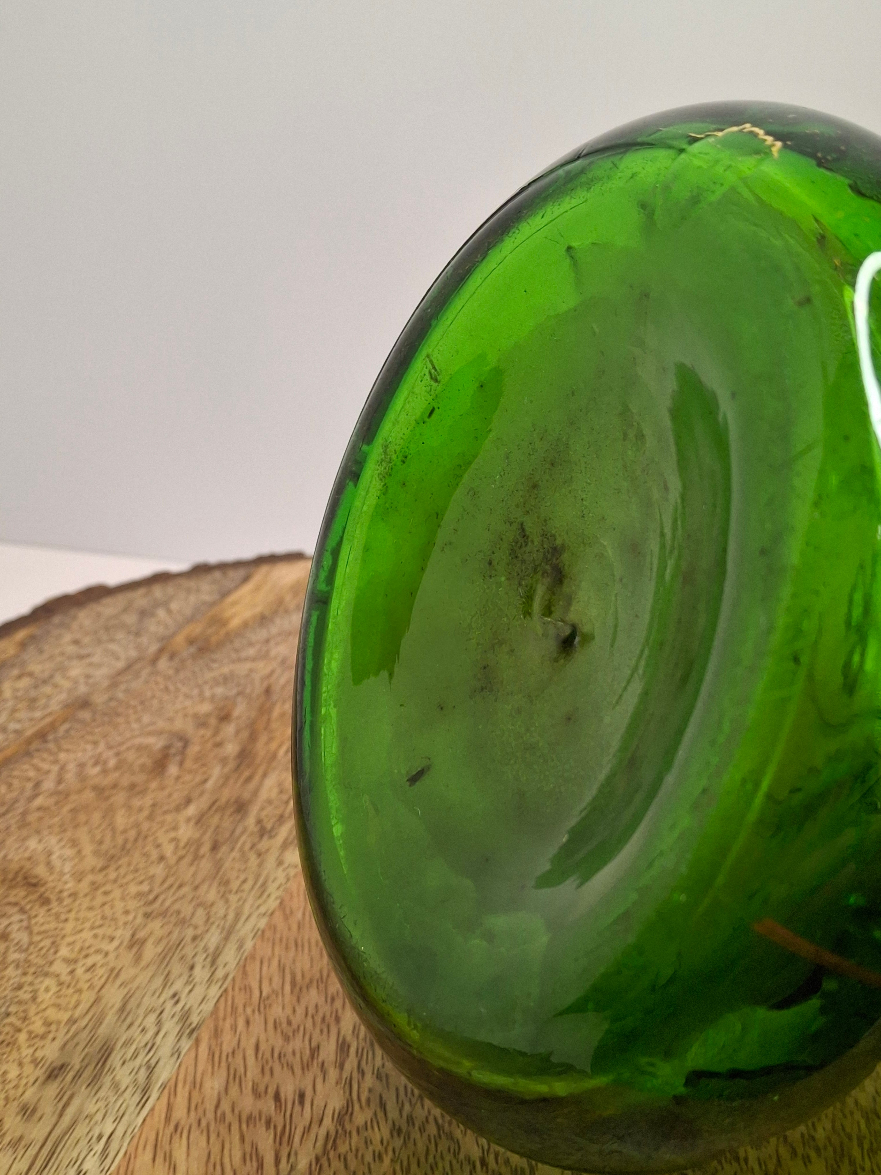 Antique EAPG U.S. Glass Company Delaware Pattern Emerald Green Pressed Glass Pitcher with Gold Accents, c.1899