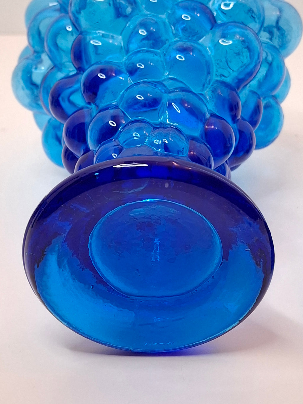 Vintage 1960s Empoli Italian Cobalt Blue Grape Cluster Glass Decanter Set with 4 Shot Glasses - Mid-Century Modern Barware